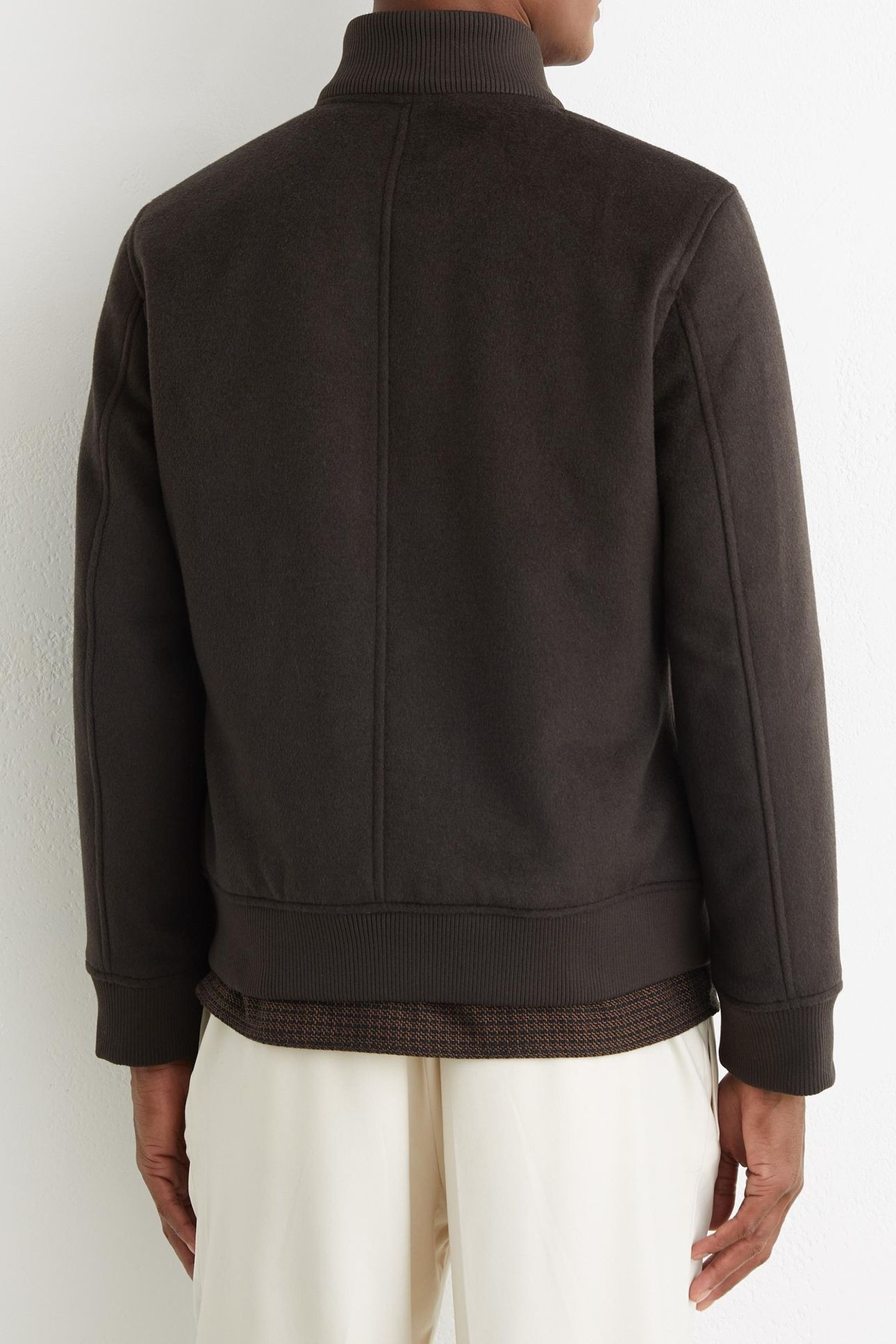 SHORT WOOL BOMBER JACKET CHOCOLATE BROWN 2