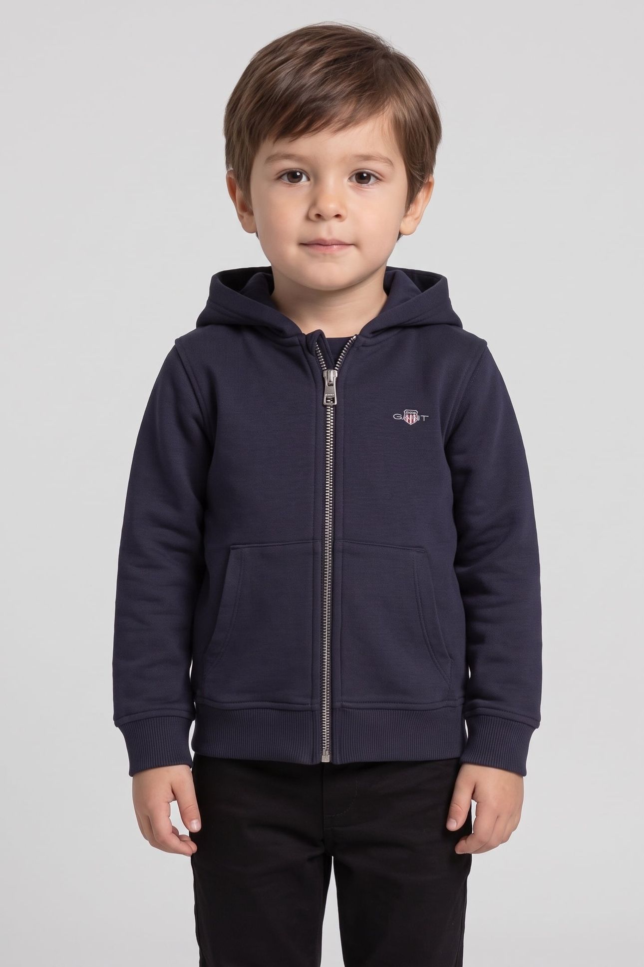 KIDS UNISEX SHIELD ZIP HOODIE EVENING BLUE 1