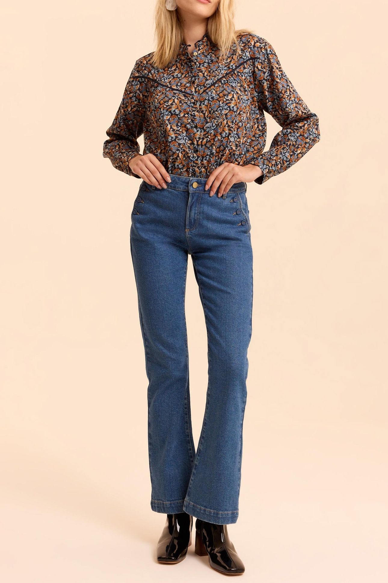 BLUE DROP FRONT-LOOK FLARED JEANS MARIE 3