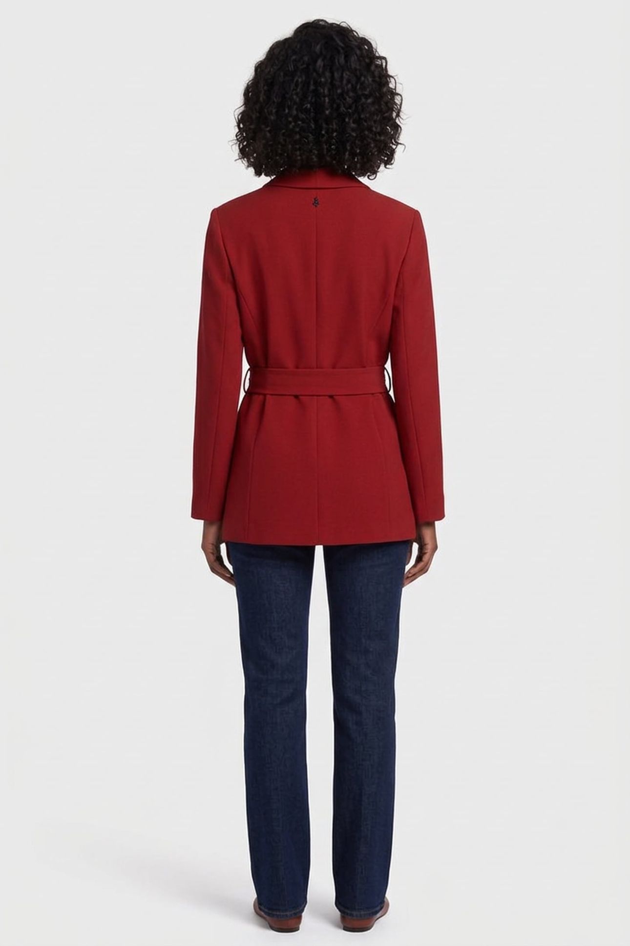 VARA _ LONG BELTED TERRACOTTA JACKET IN RECYCLED POLYESTER 2
