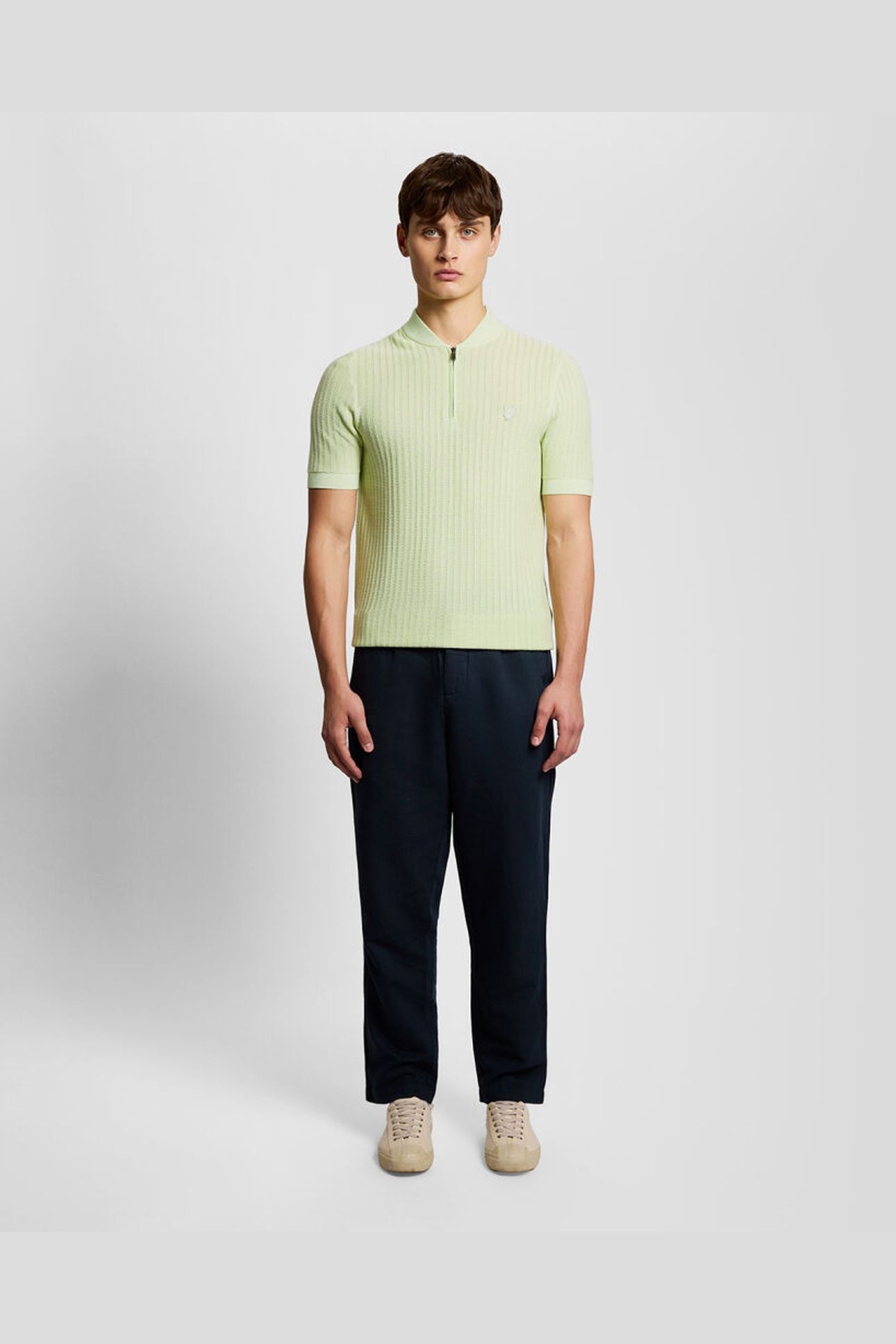SUPERFINE KNITTED BOMBER POLO TENDER GREENS 3