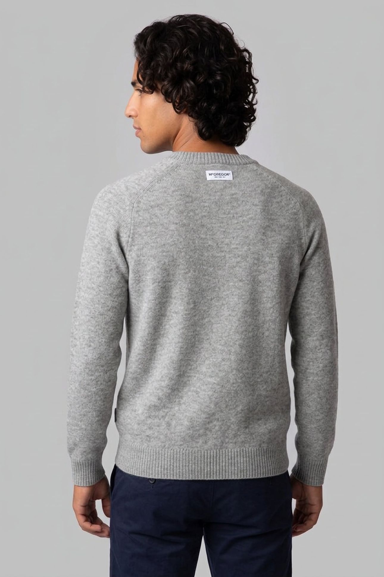 LAMBSWOOL CREW NECK SWEATER MEDIUM GREY MELANGE 2