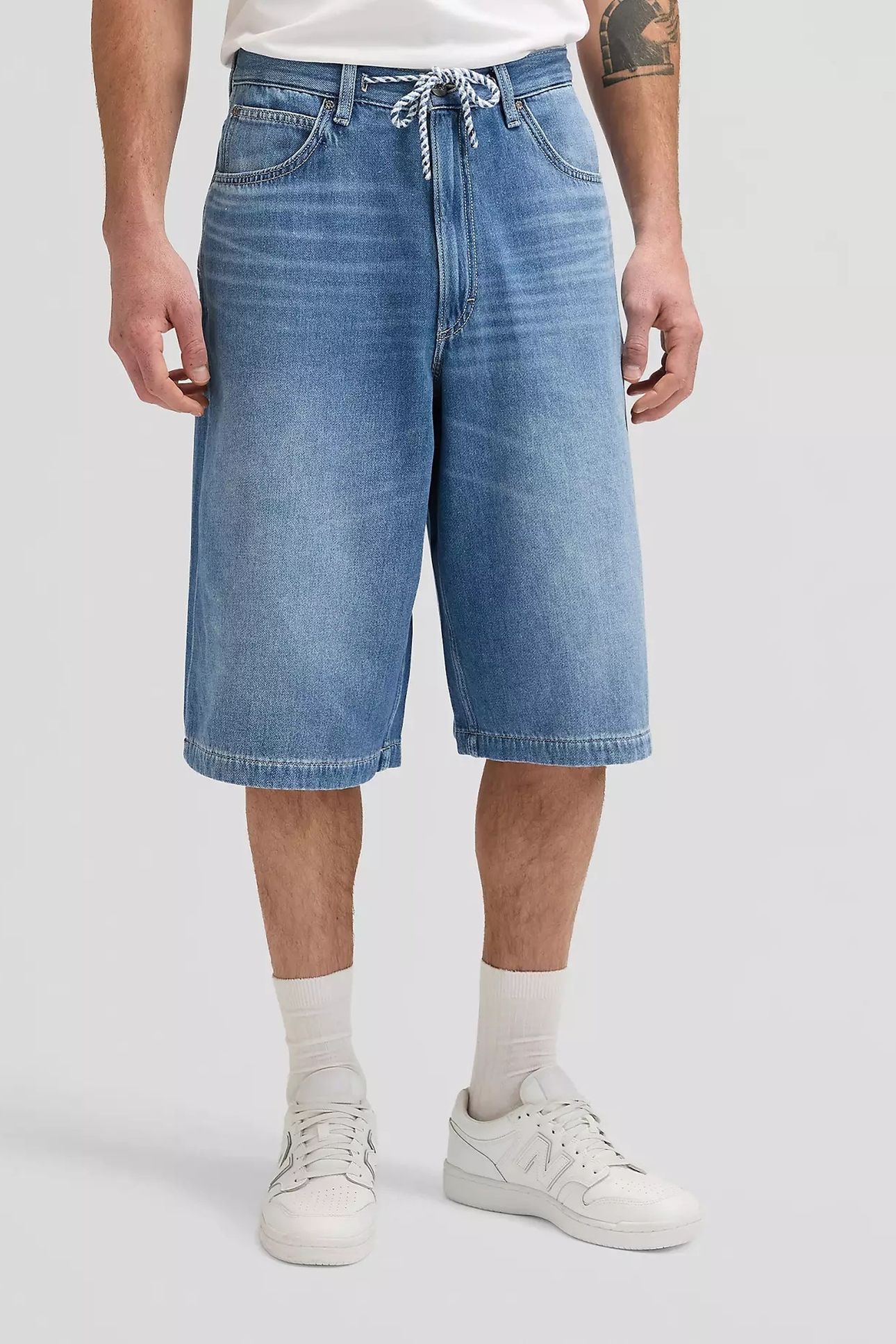 JORT WITH DRAWSTRING MID STONE LOOSE DENIM BLUE 1