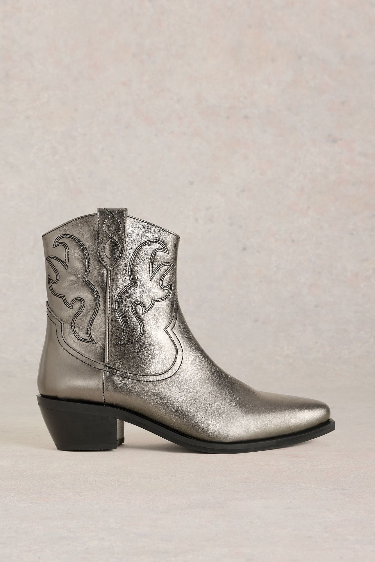 BEAU WESTERN BOOT PEWTER MET 1