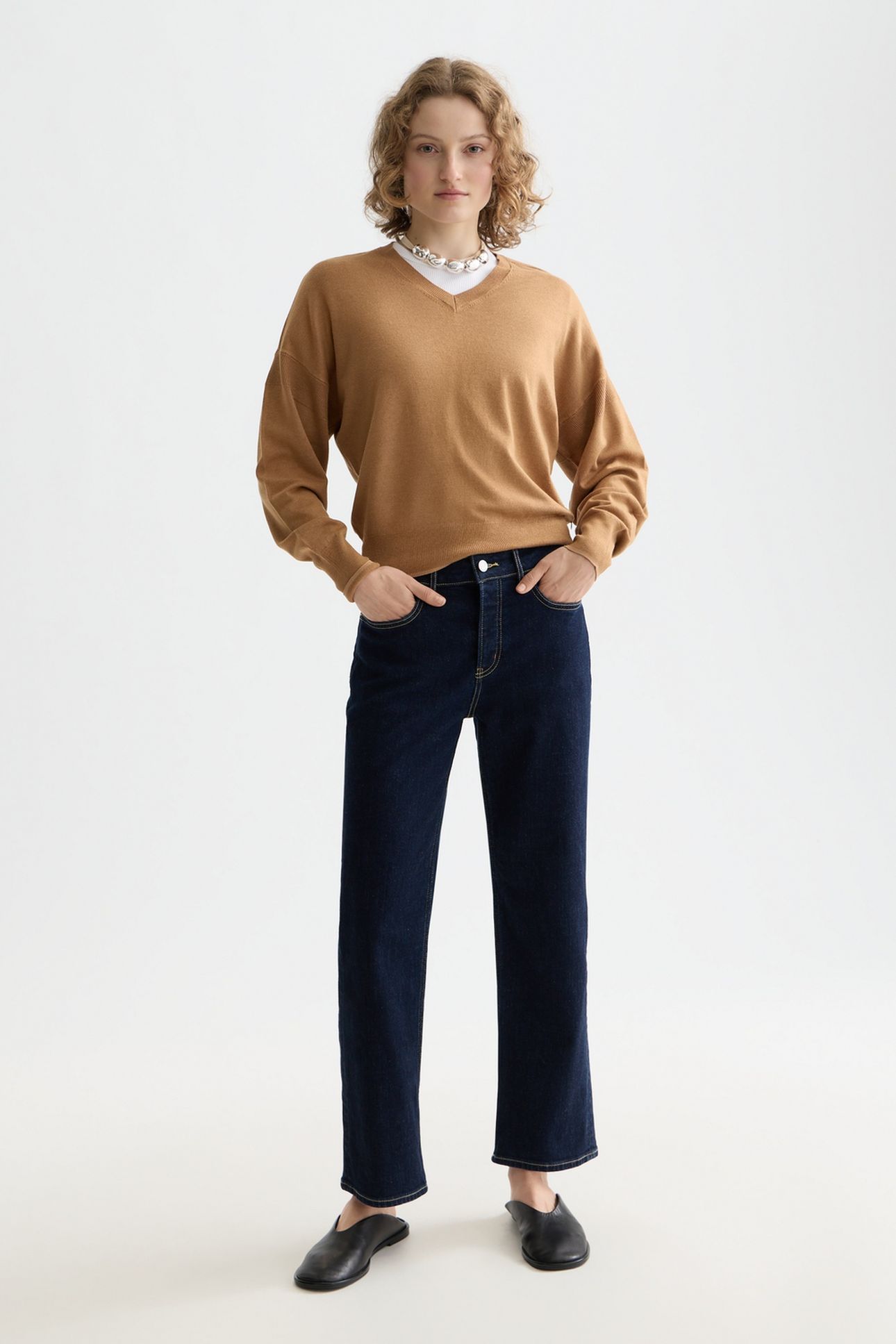 CORE V-NECK RELAXED PULLOVER MEDIUM BROWN 3