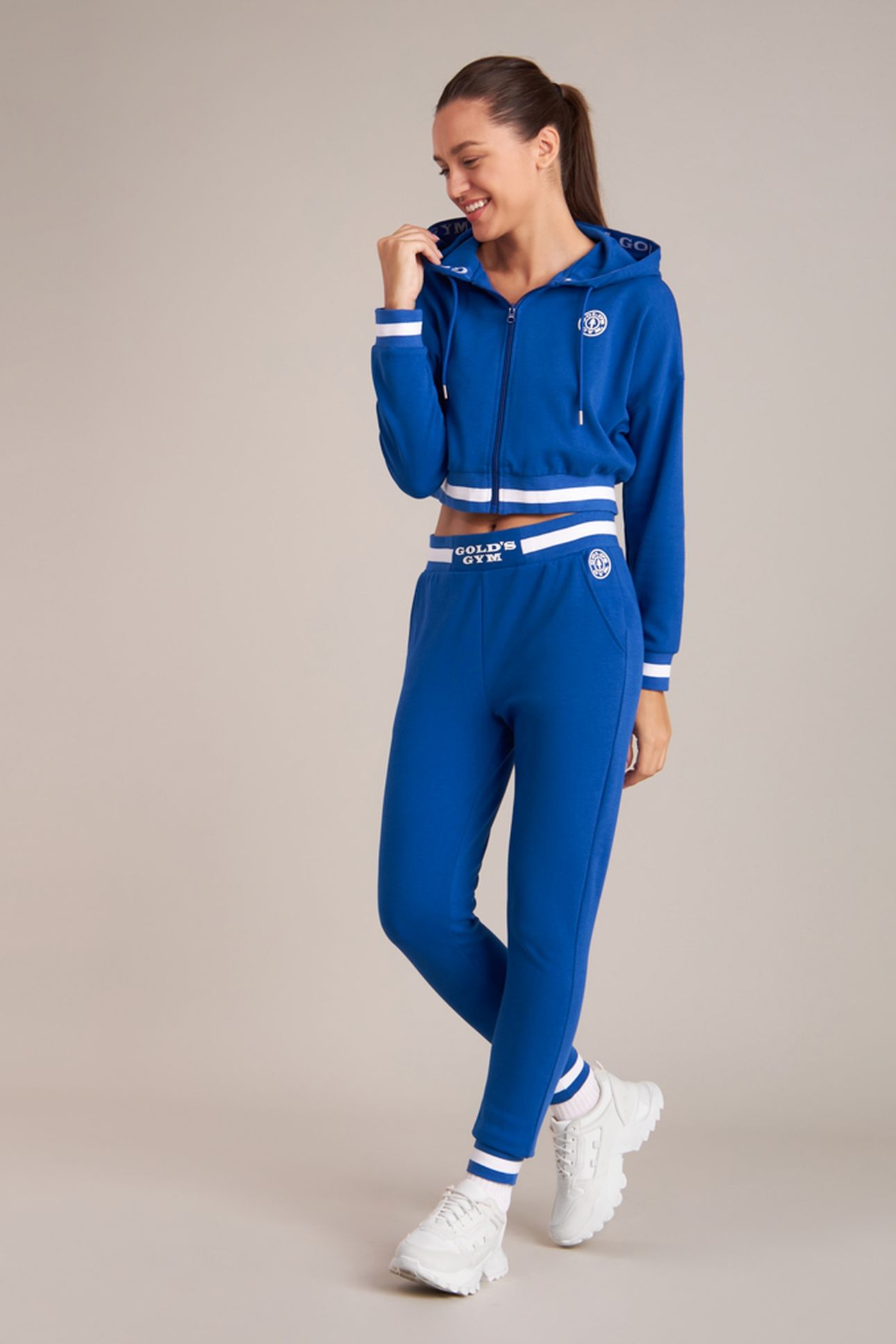 LADIES CROPPED HOODIE ROYAL 1
