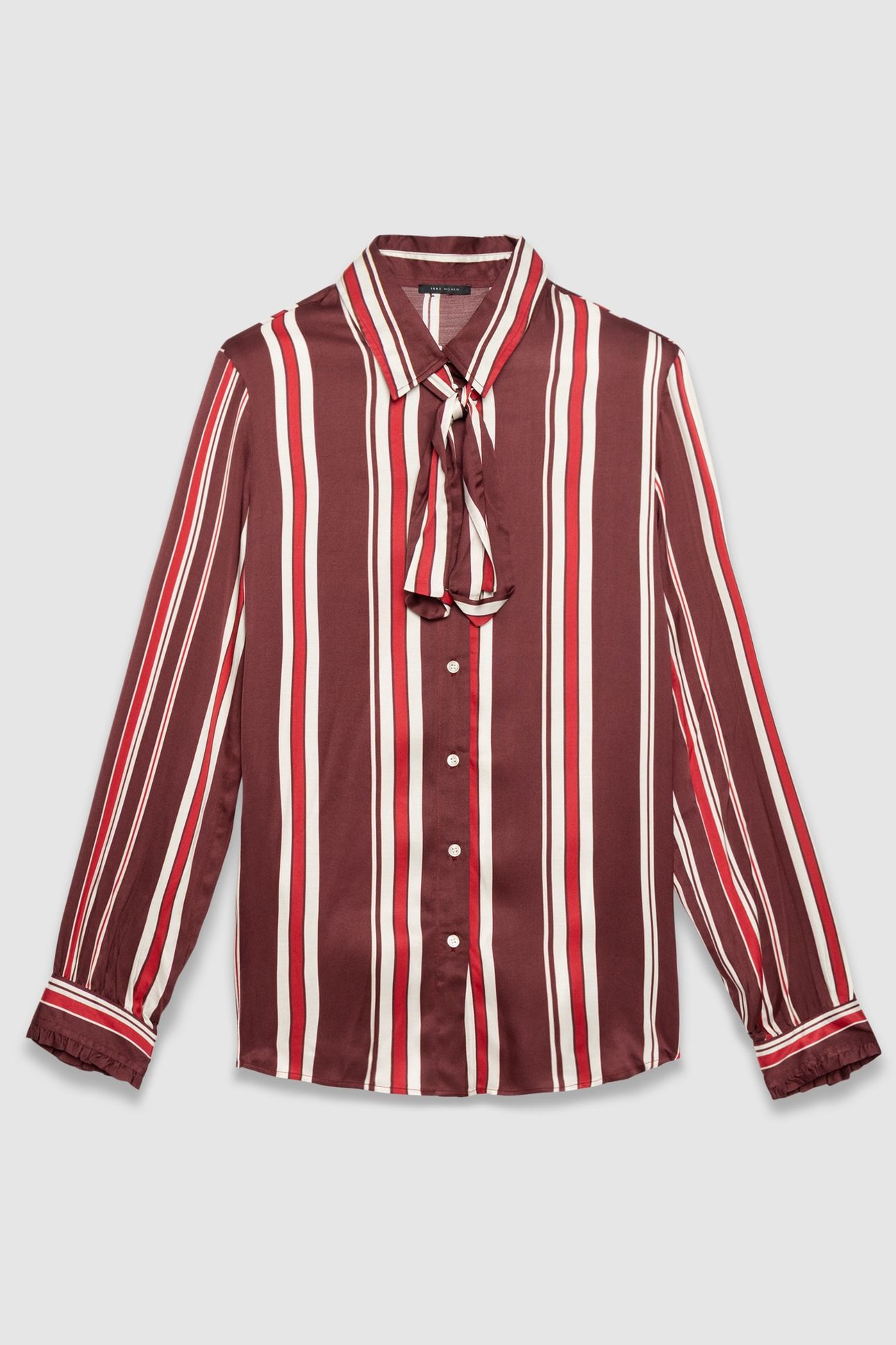 BURGUNDY STRIPED NECK TIE SHIRT 1