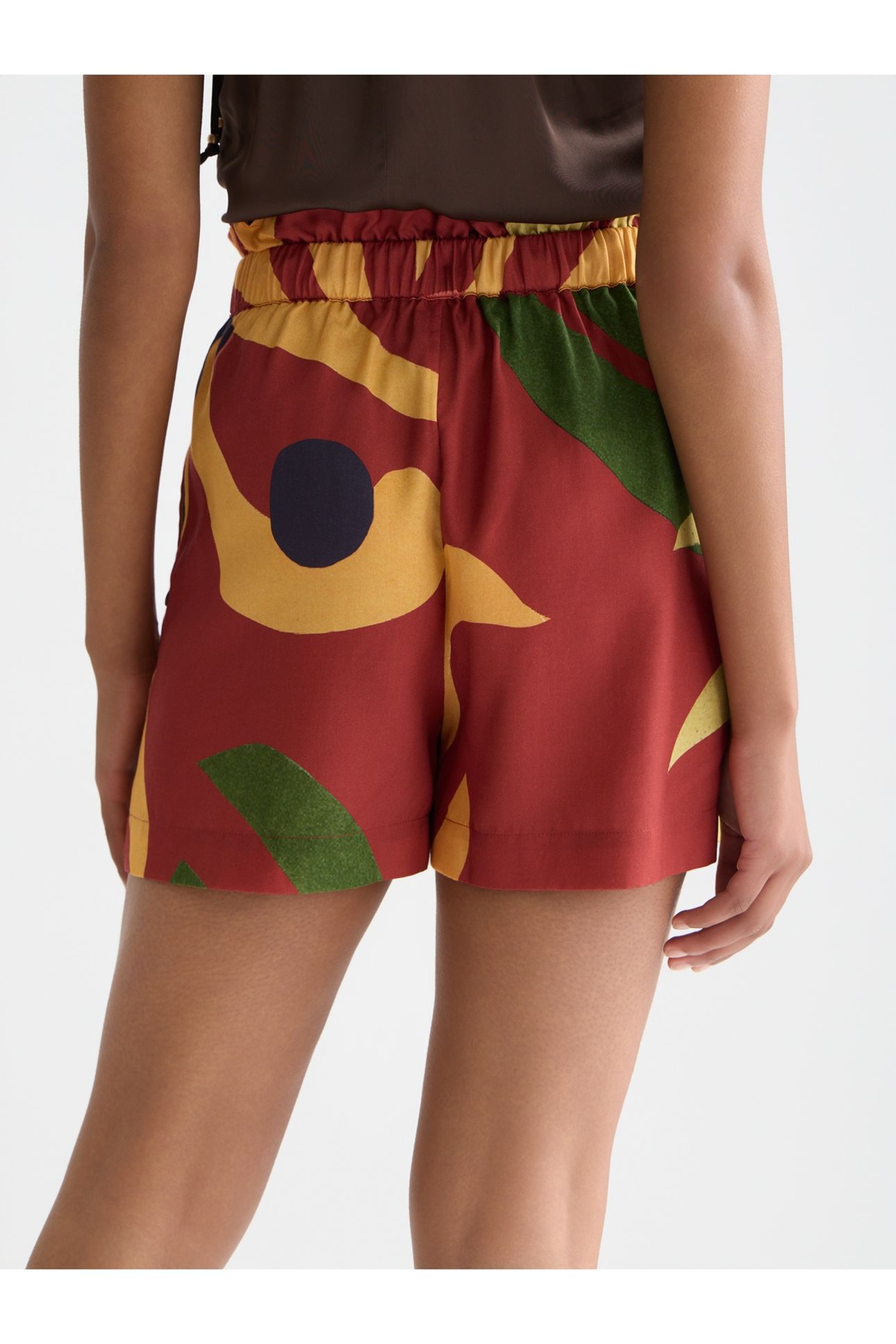 PRINTED HIGH-RISE ELASTIC WAIST SHORTS DESERT HAWAIIAN BURNT 6