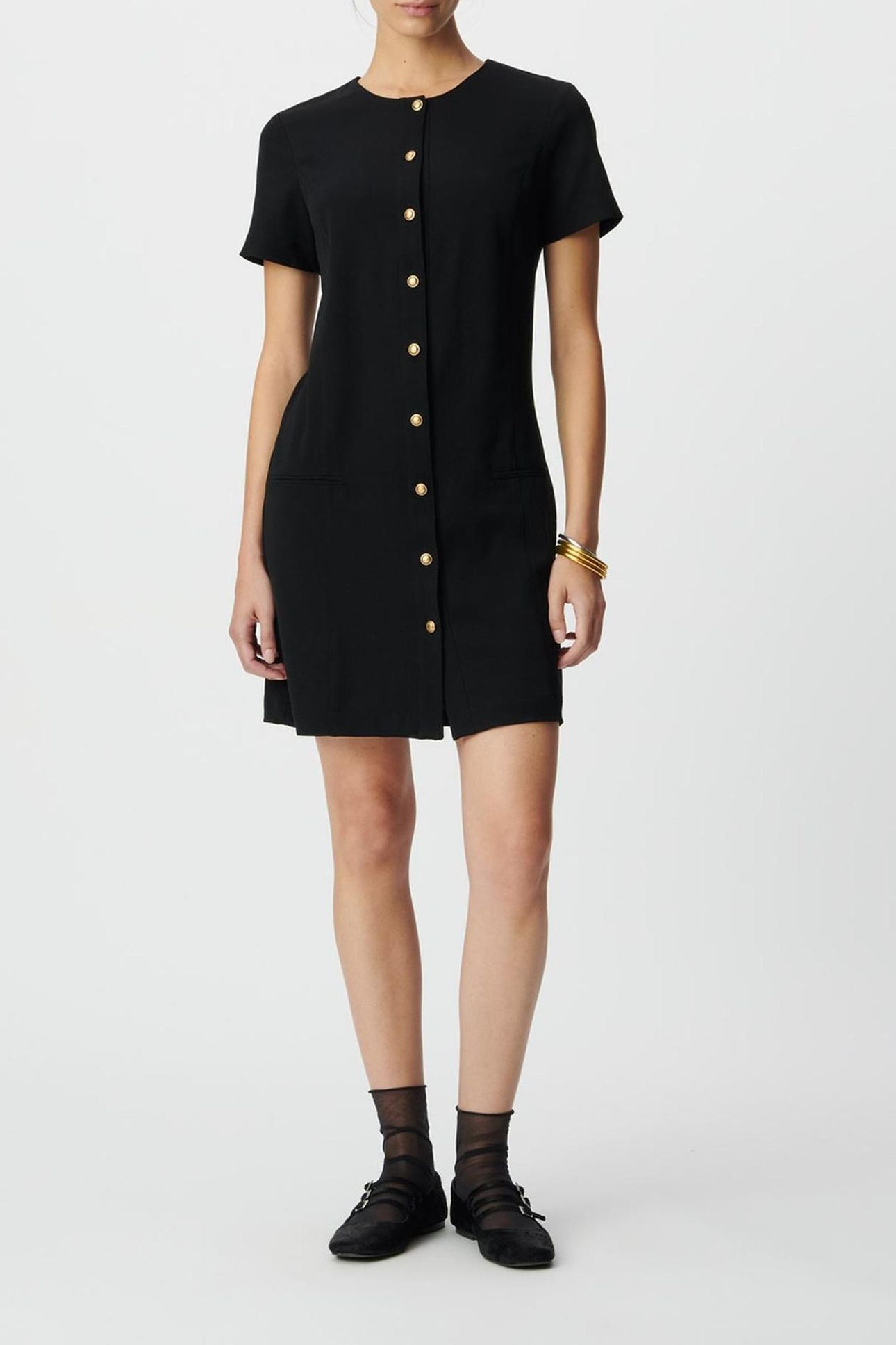 BLACK SHORT DRESS BUTTONED DOWN FRONT 1
