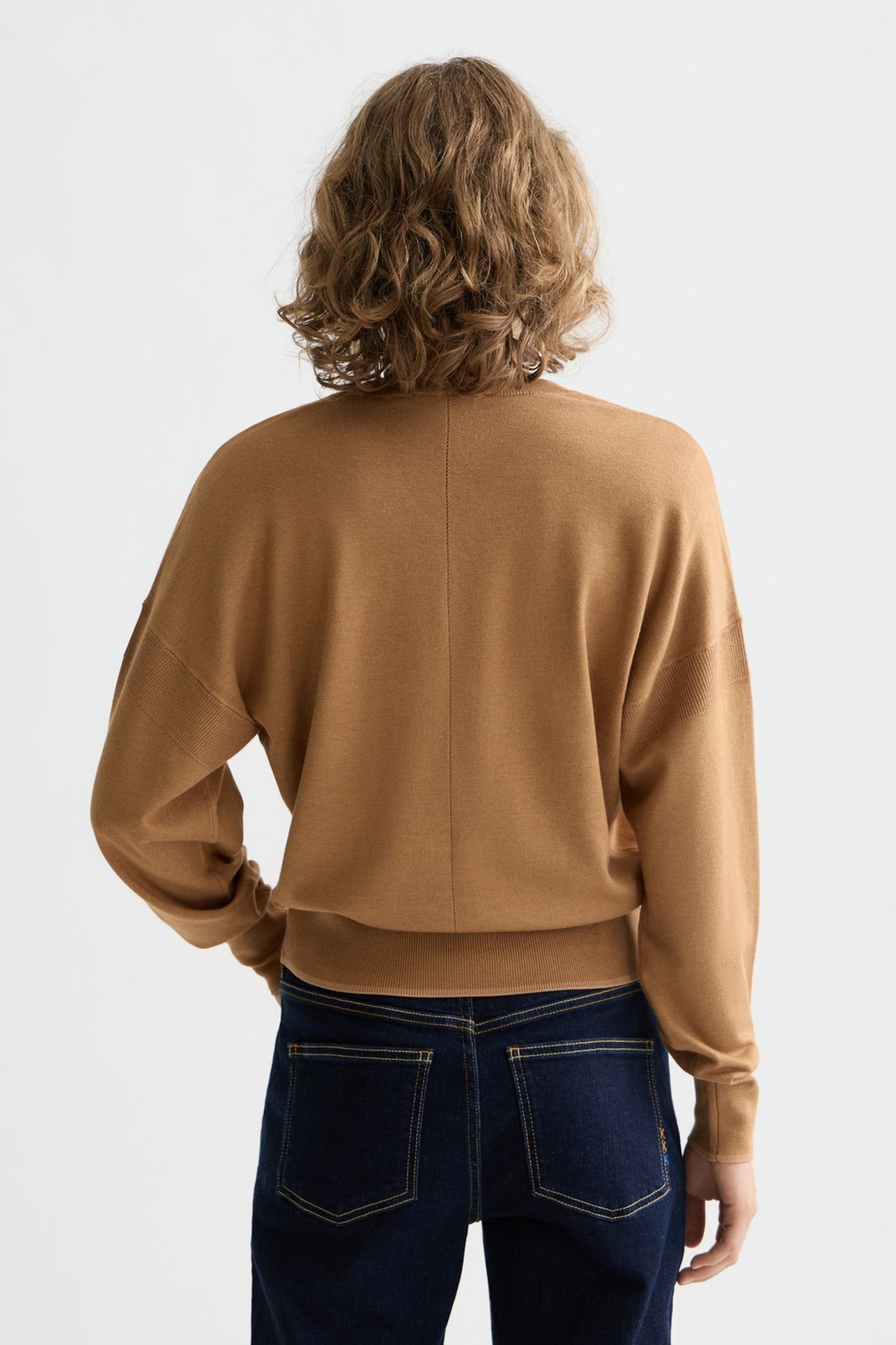 CORE V-NECK RELAXED PULLOVER MEDIUM BROWN 2