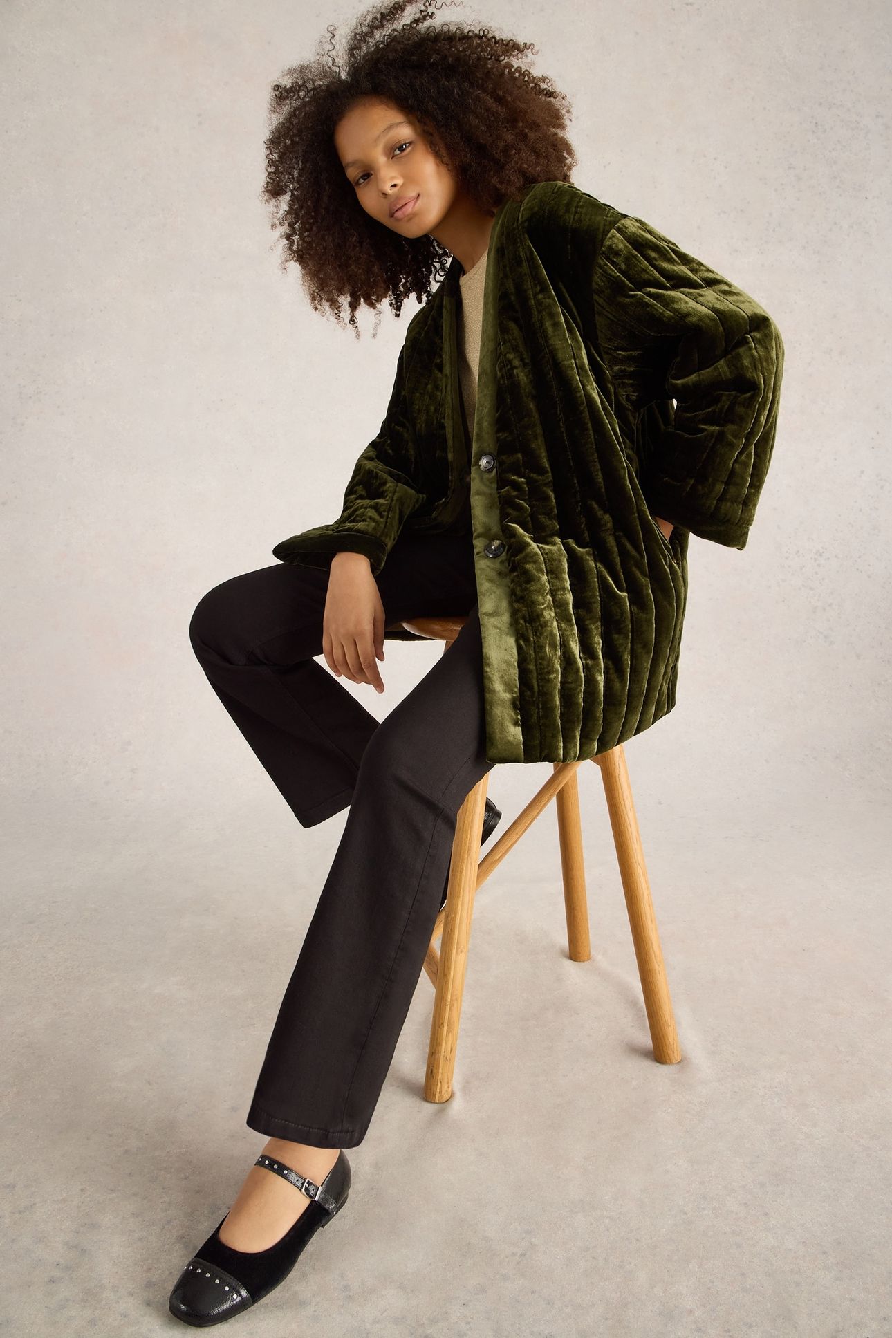 OPAL VELVET KIMONO JACKET KHAKI GRN 5