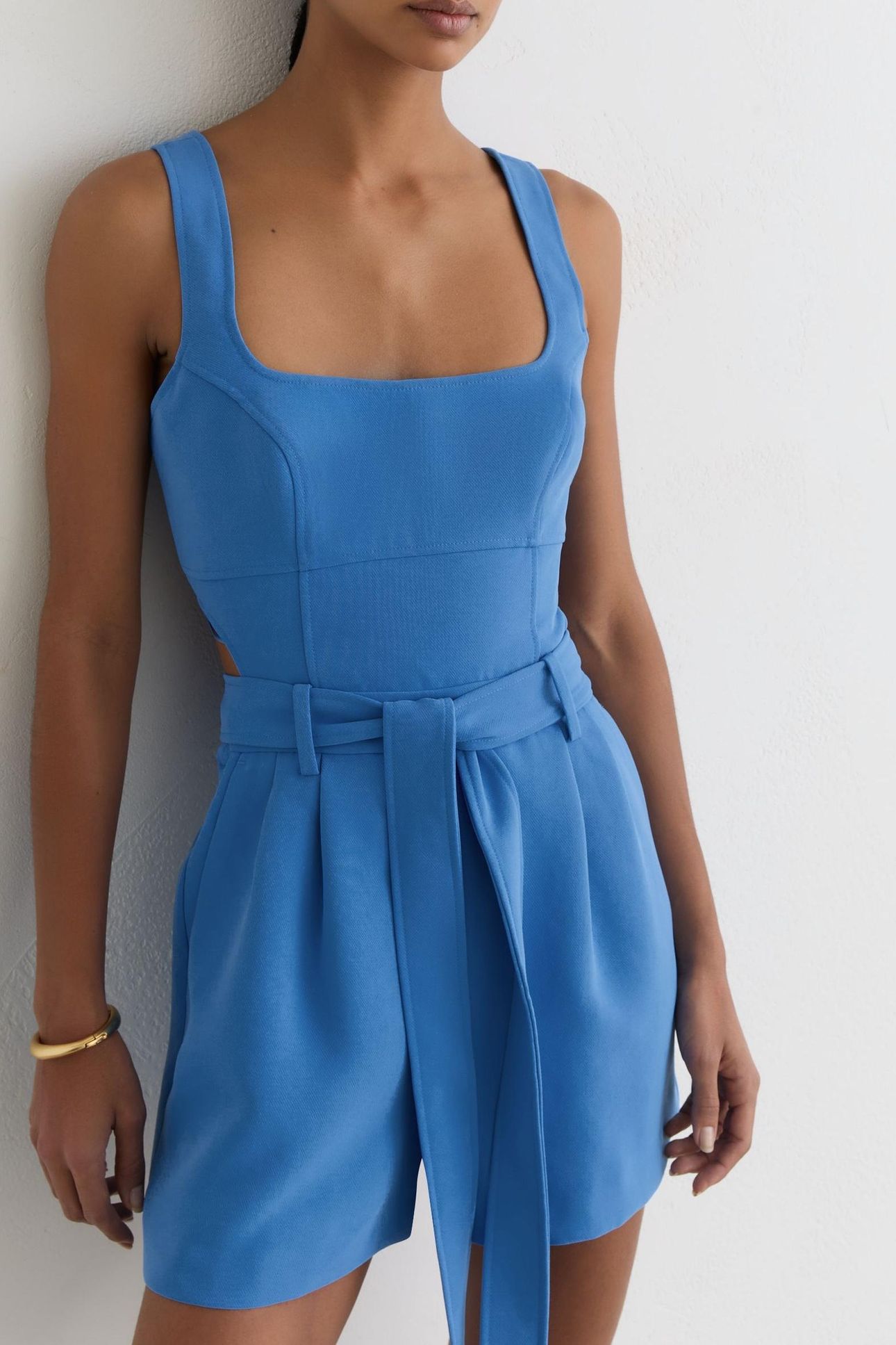 STRUCTURED BELTED PLAYSUIT BLUE 6