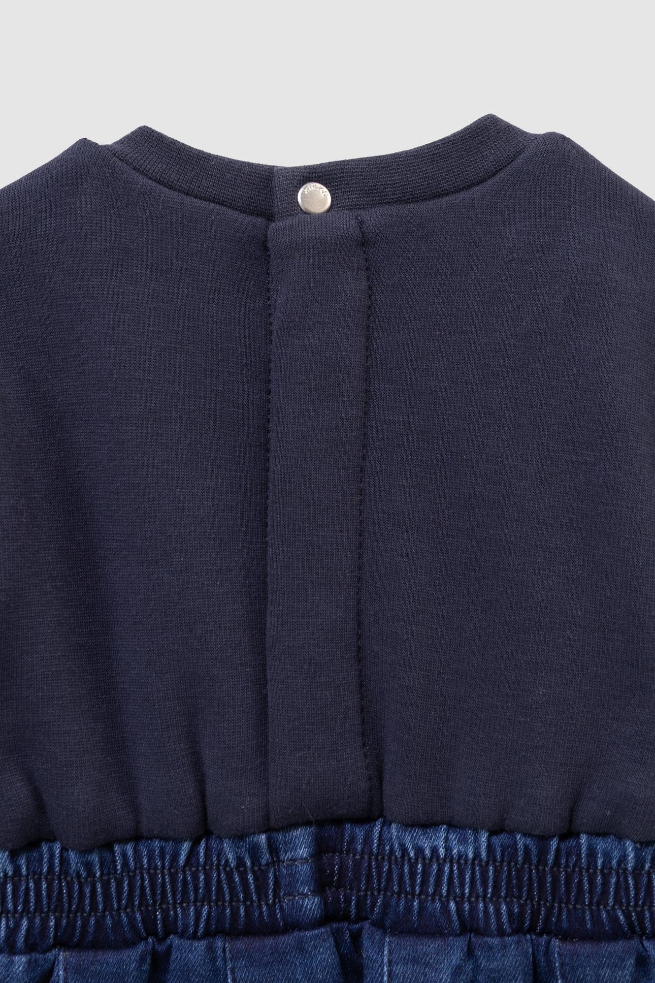 BABY GIRLS’ NAVY MIXED FABRIC DRESS, BOW AND EMBROIDERY 5