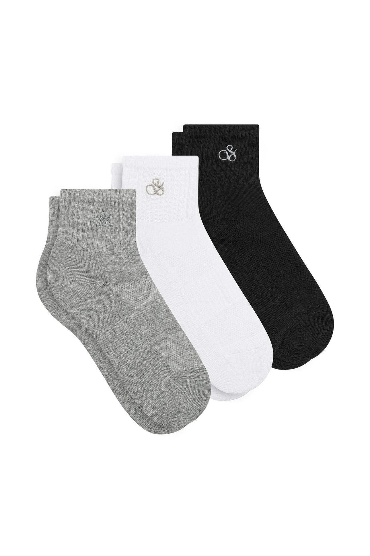 3PK WOMENS 1/2 TERRY QTR CREW MEDIUM GREY 1