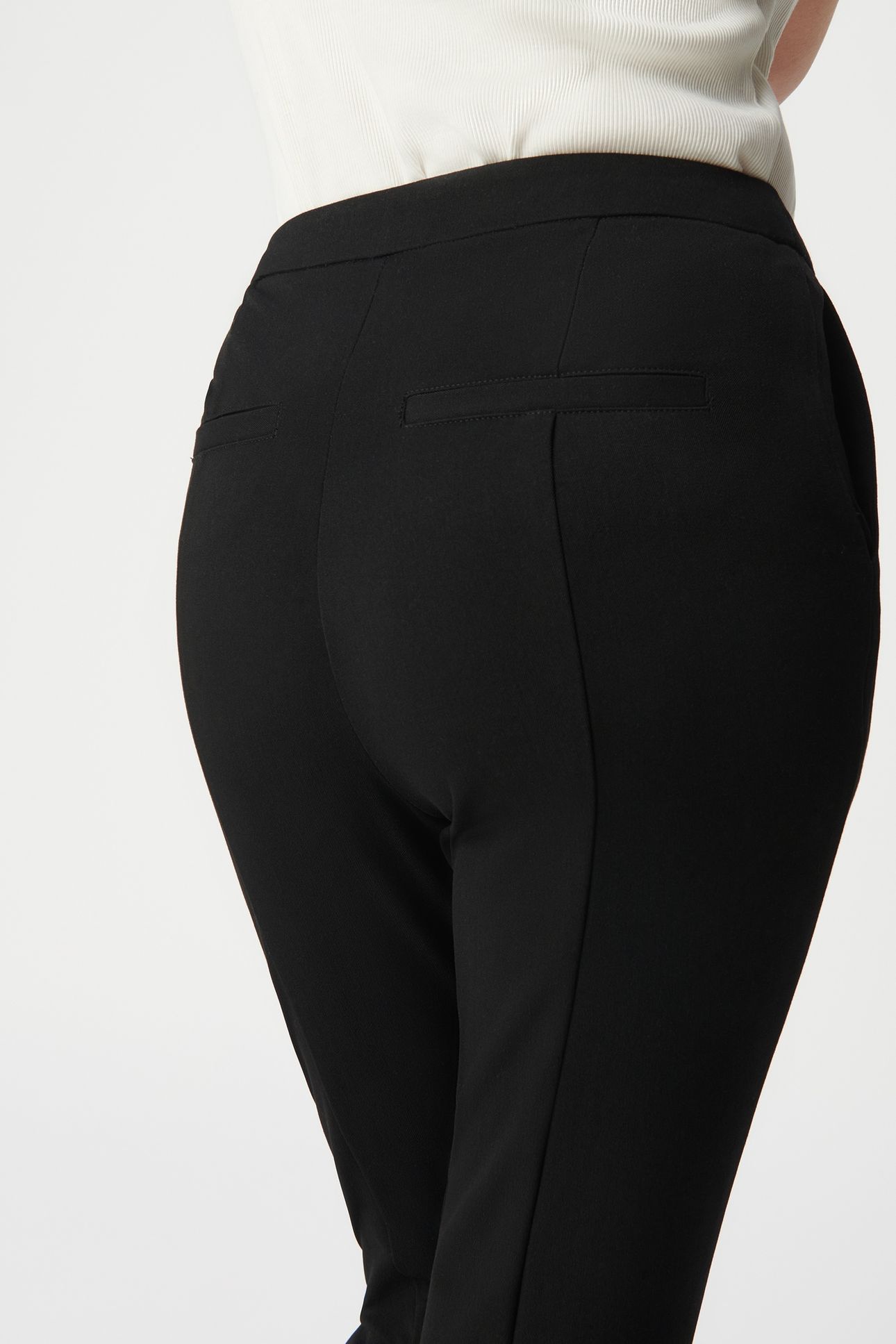 SLIM-FIT BLACK TWILL TROUSERS WITH FRONT SLIT 4