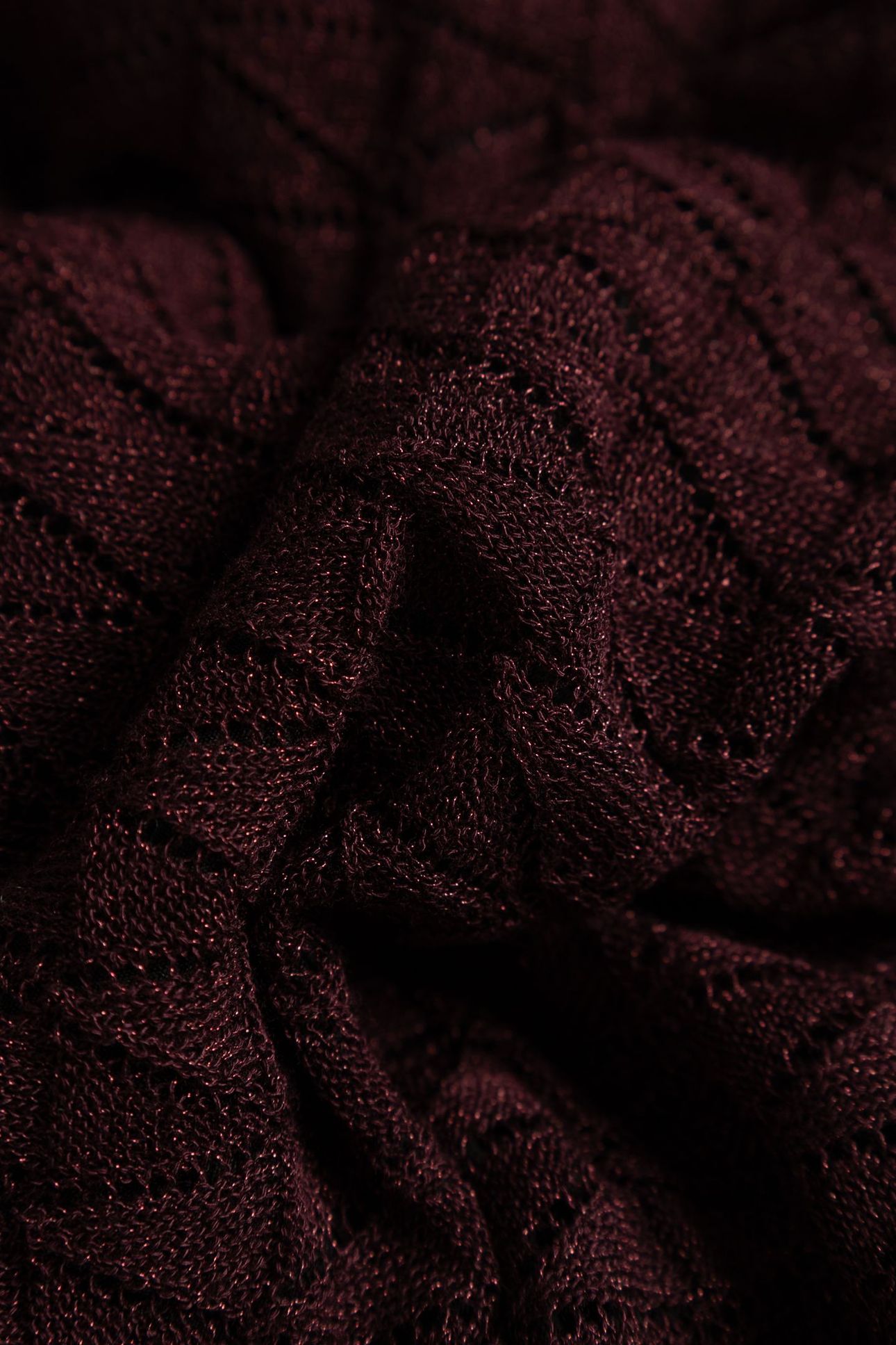 BURGUNDY FINE KNIT LUREX OPENWORK SWEATER 7