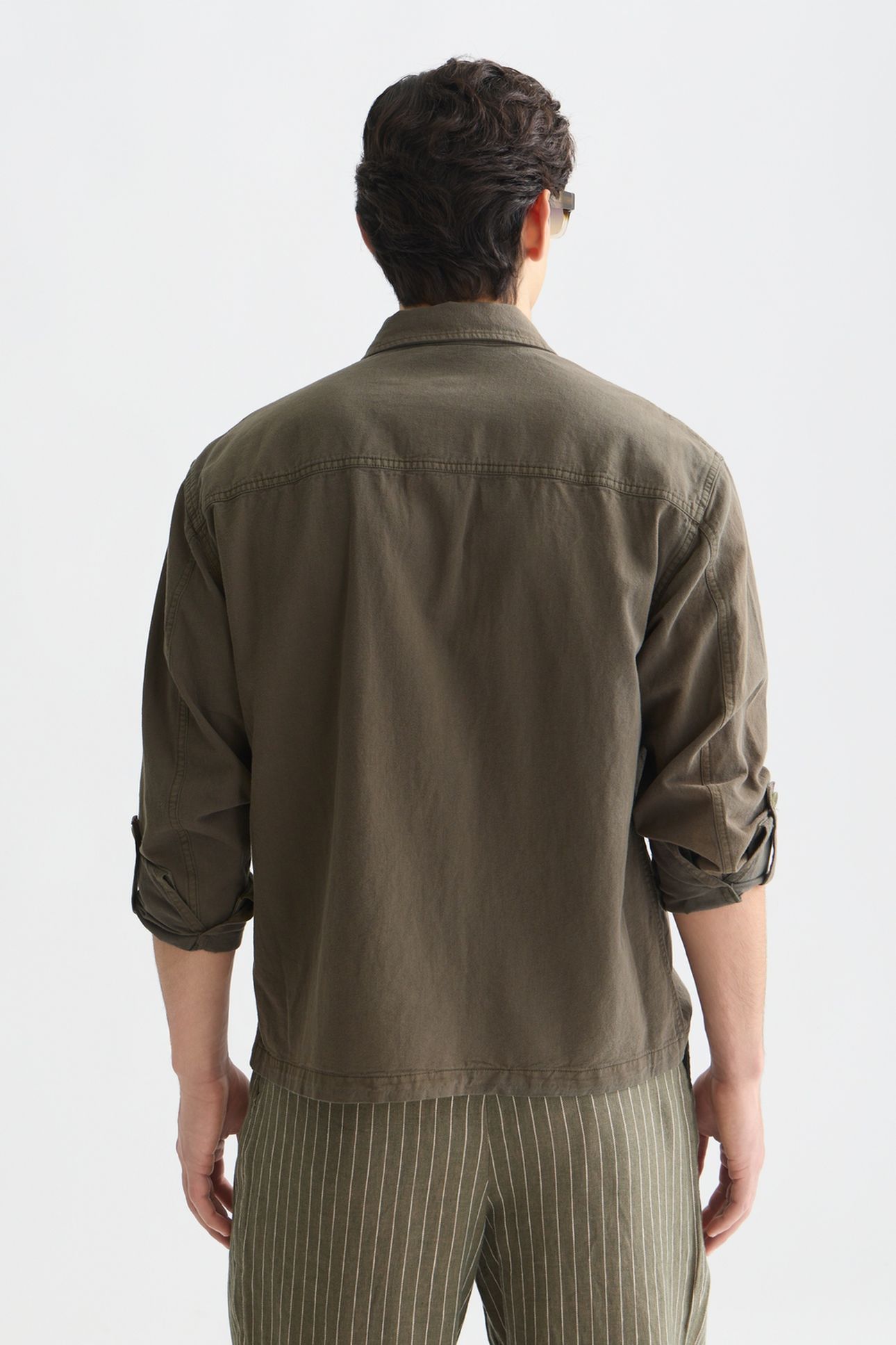 COTTONLINEN OVERSHIRT DARK BEIGE 2