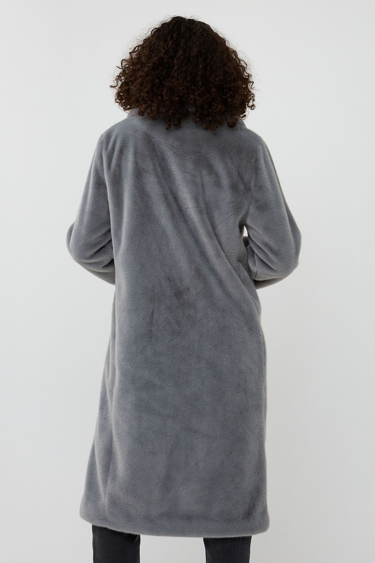 COAT SHAWL COLLAR FAKE FUR GREY 3