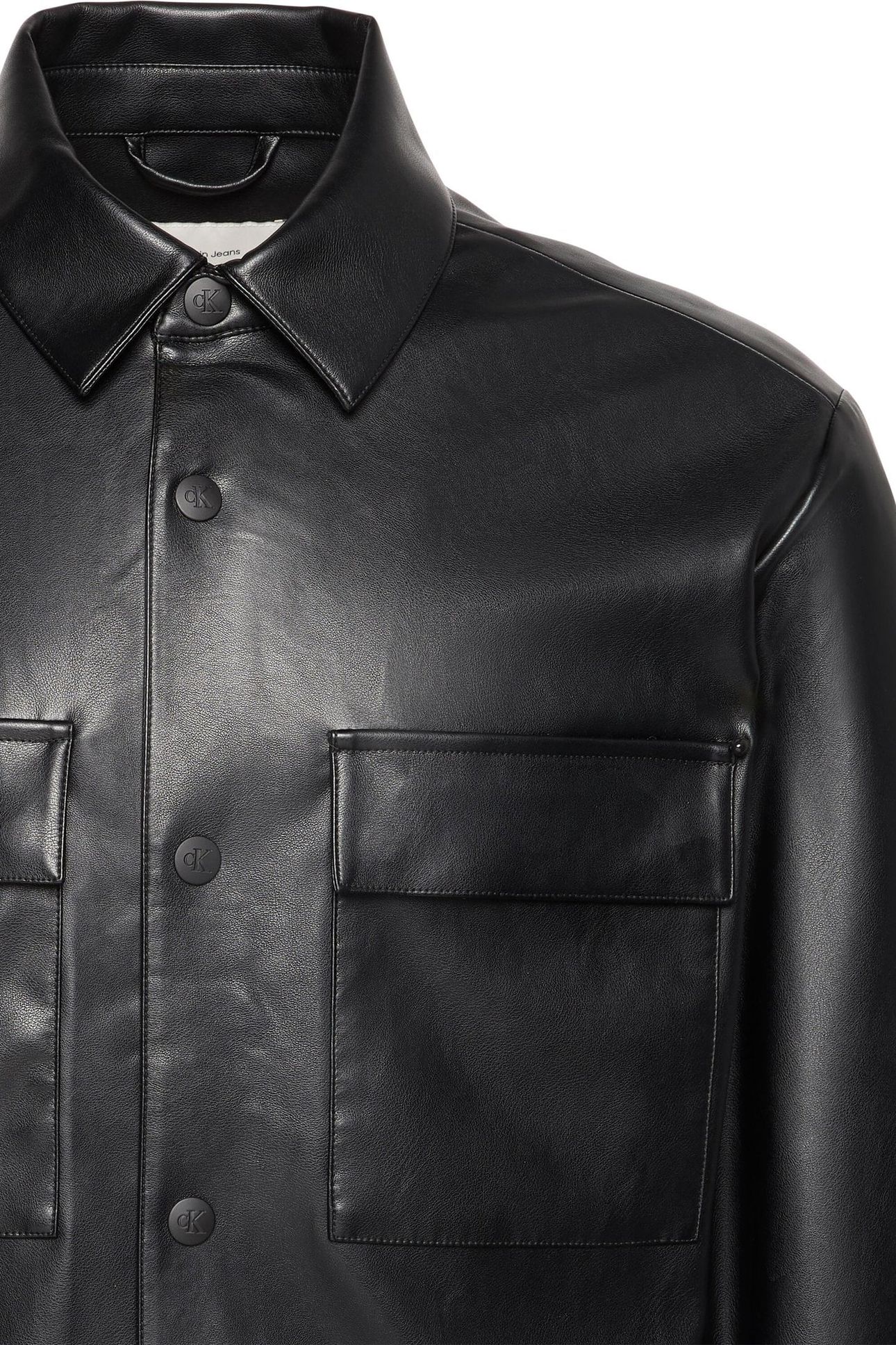 LS FAUX LEATHER SHIRT BLACK 3