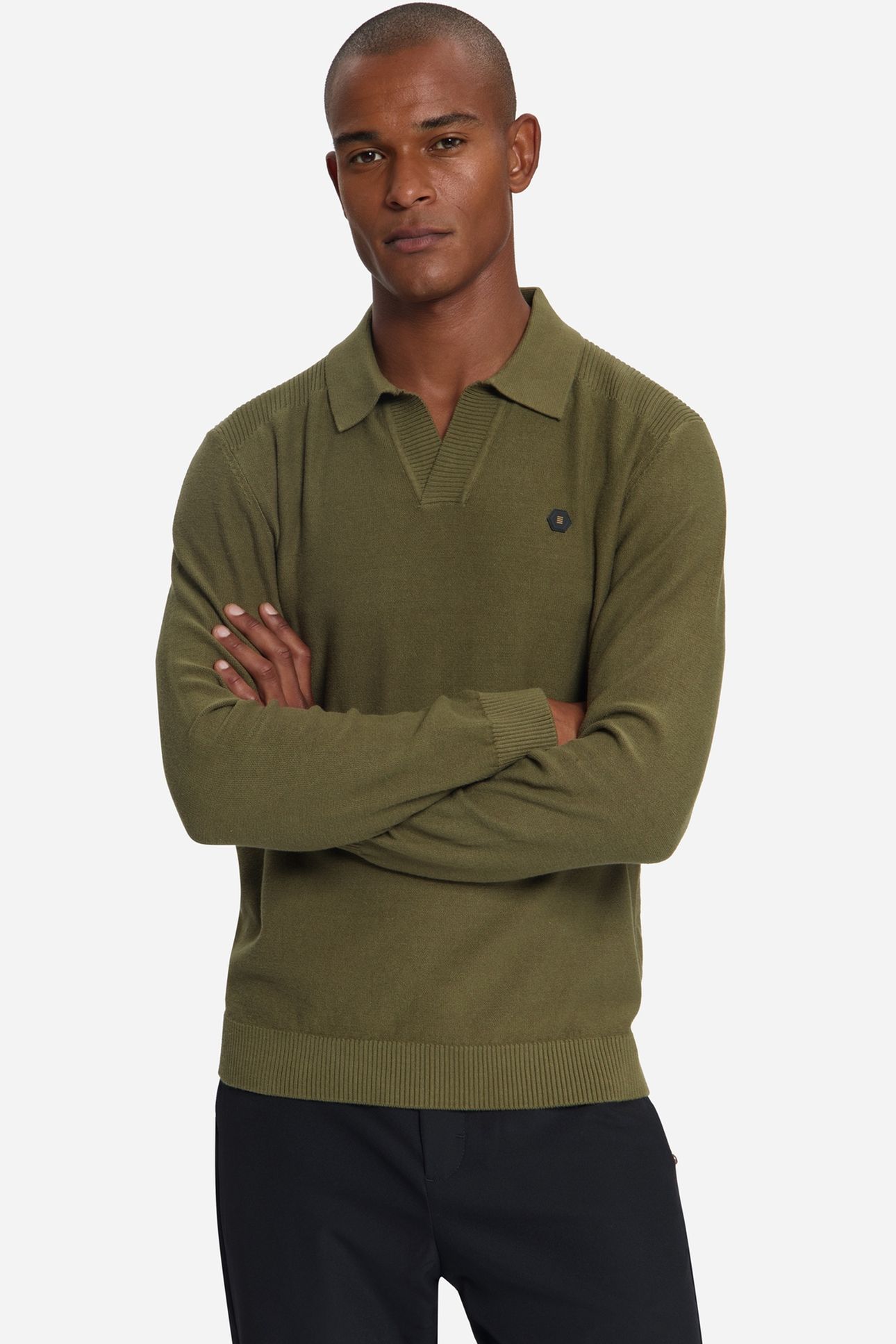 PULLOVER V-COLLAR SHOULDER DETAIL MOSS 4