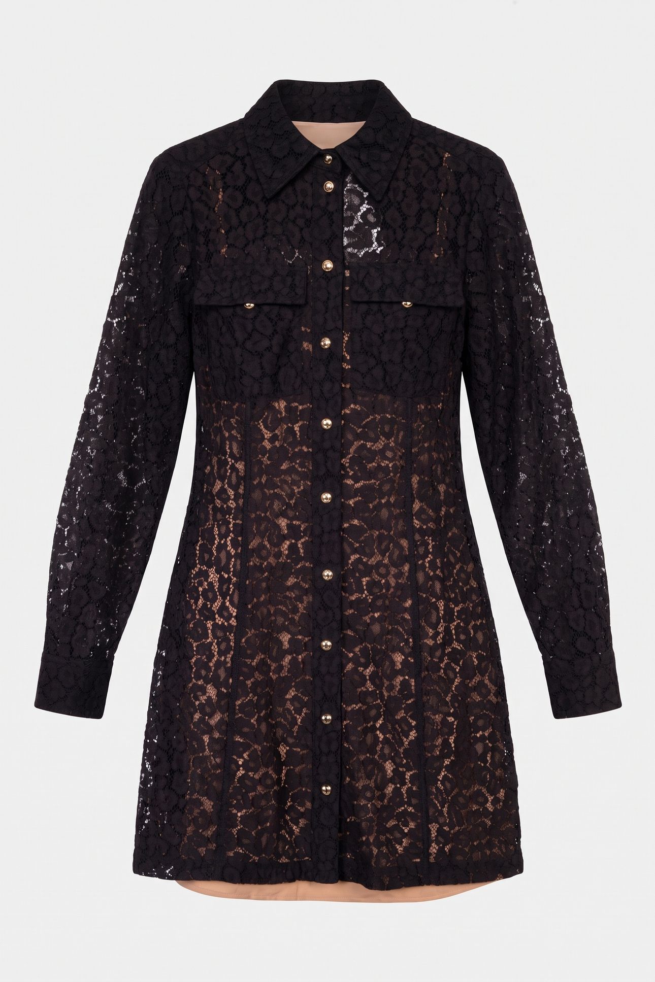 ANIMAL LACE SHIRT DRESS BLACK 3
