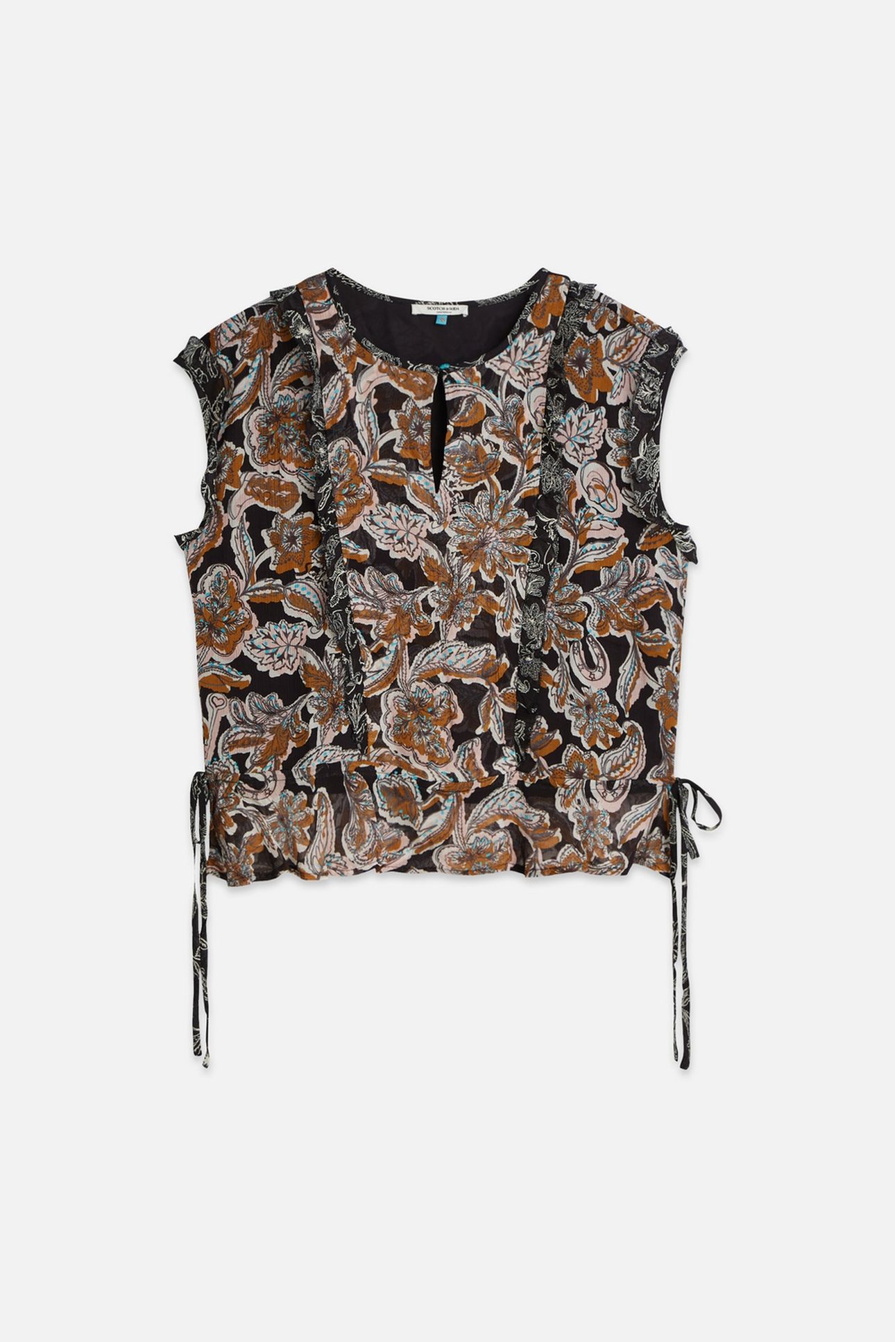 PRINTED CHIFFON TOP WITH RUFFLE DETAILS LUCKY BANDANA MULTI 4