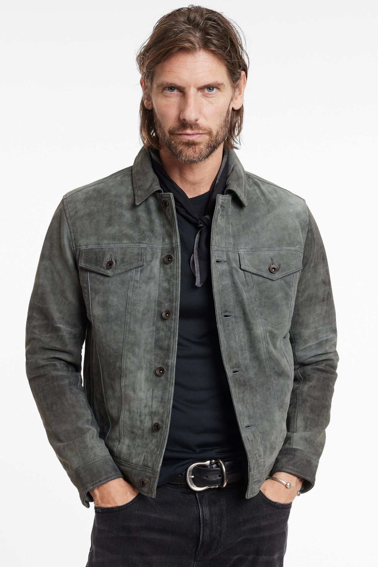 ANDREW TRUCKER JACKET WITH SHANK CLOSURE SEAL GREY 1
