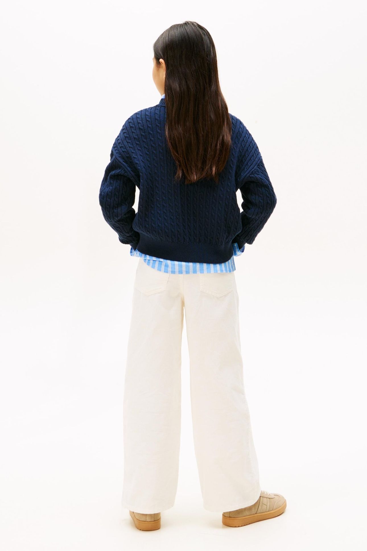 GIRLS CABLE KNIT SWEATER DARK BLUE 6