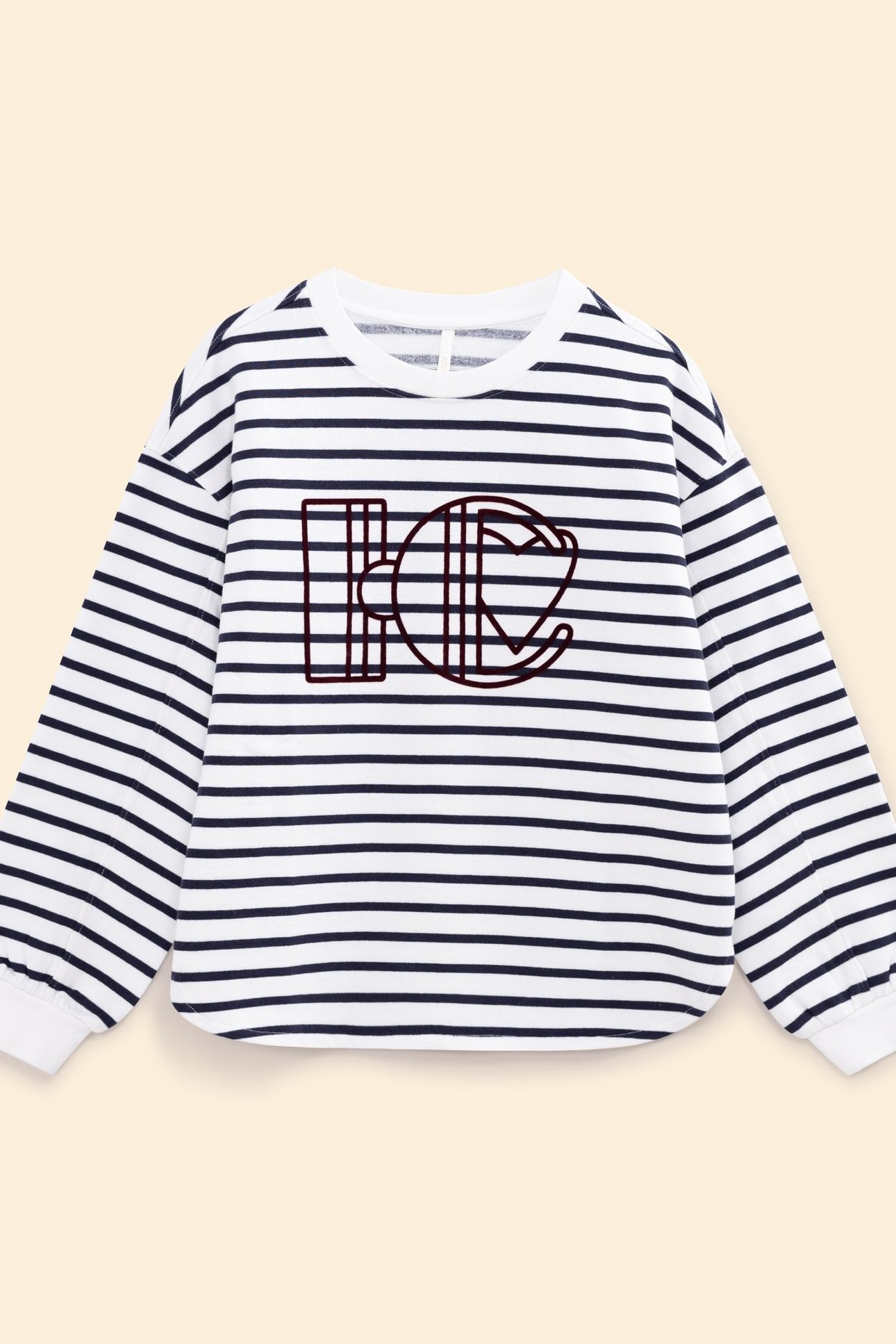 WHITE SWEATSHIRT NAVY BLUE STRIPES 3