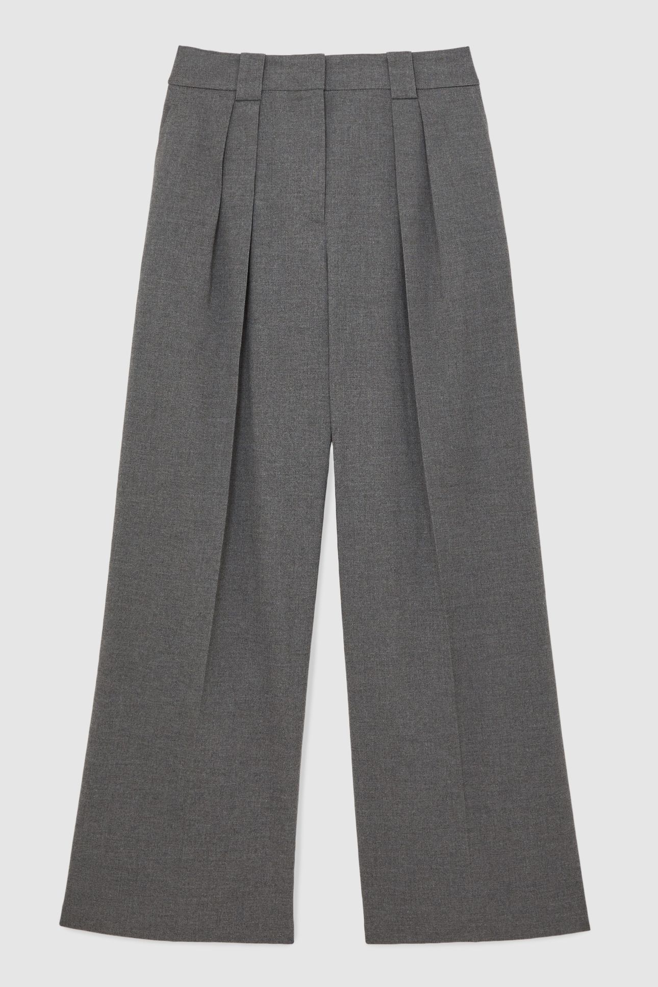 WIDE LEG FLANNEL TROUSER GREY 4