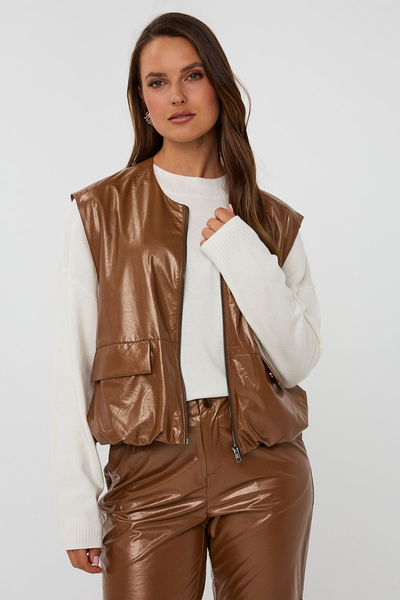BODYWARMER METALLIC PU BRONZE METALLIC 2