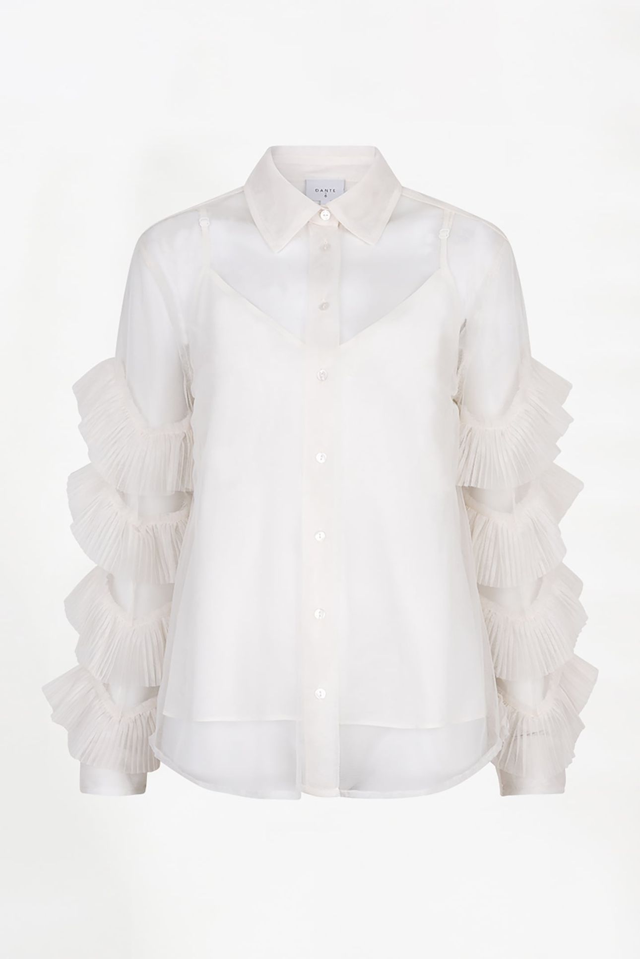 PIERS TULLE RUFFLED SHIRT BUTTER CREAM 5