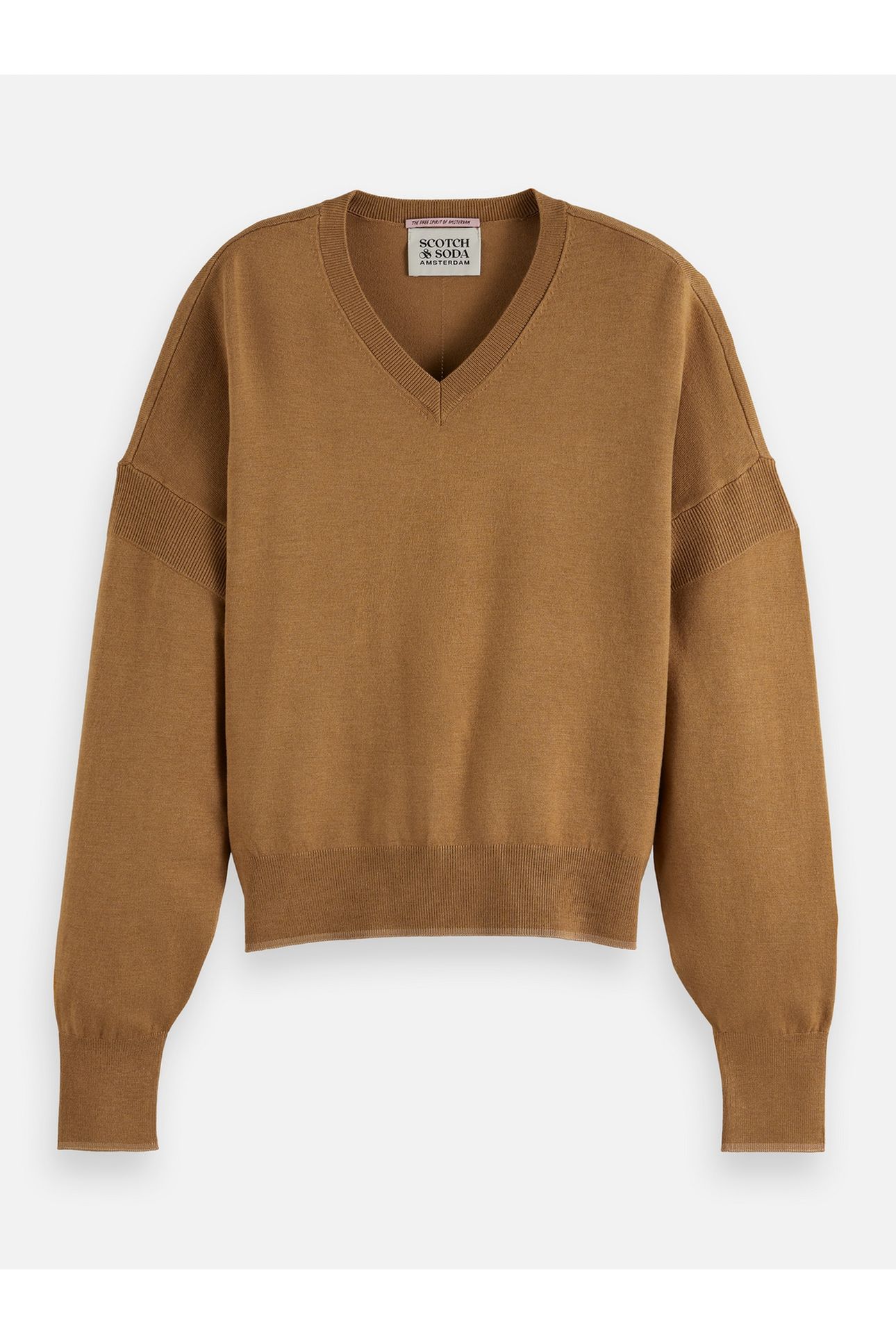 CORE V-NECK RELAXED PULLOVER MEDIUM BROWN 4