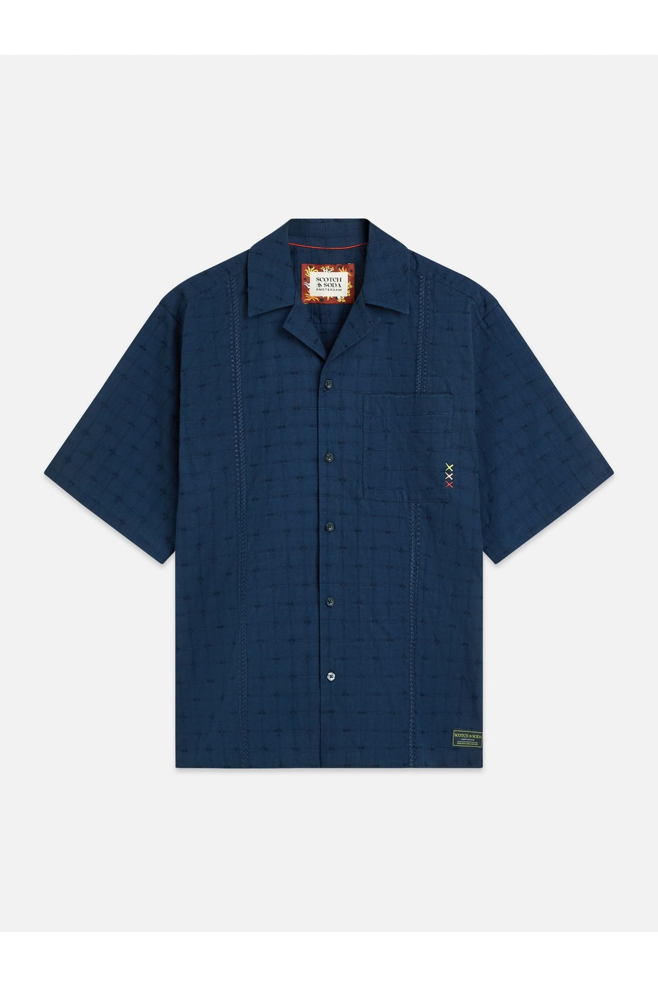 EMBROIDERED STRUCTURED RELAXEDFIT SHORTSLEEVED SHIRT NAVY 4