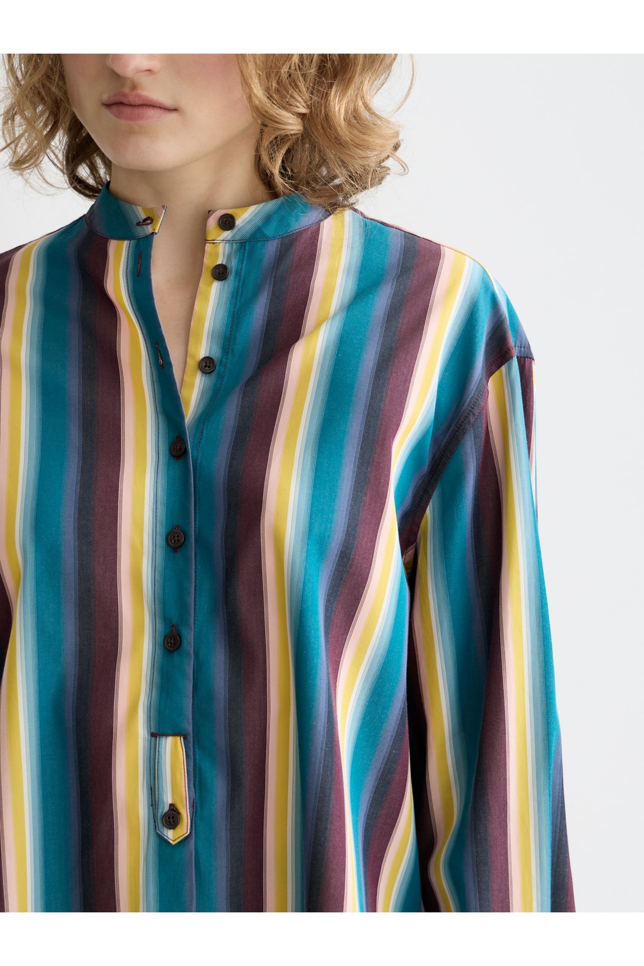 RELAXED-FIT STRIPED SHIRT EL COSMICO STRIPE DEEP LAGOON 5
