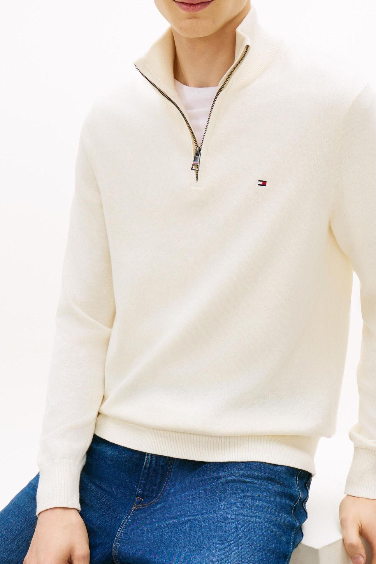PIMA COTTON CASHMERE SWEATER IVORY PETAL 7