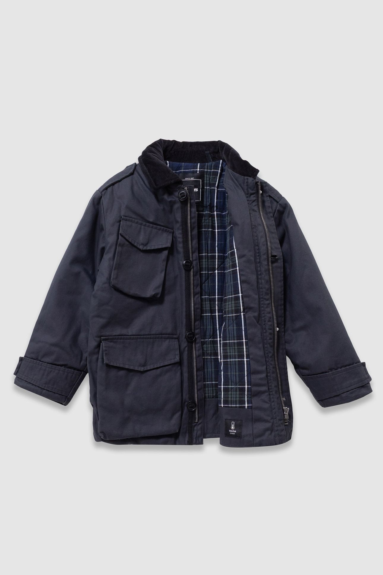 BOYS’ BLACK MULTI-POCKET PARKA WITH VELVET COLLAR 3