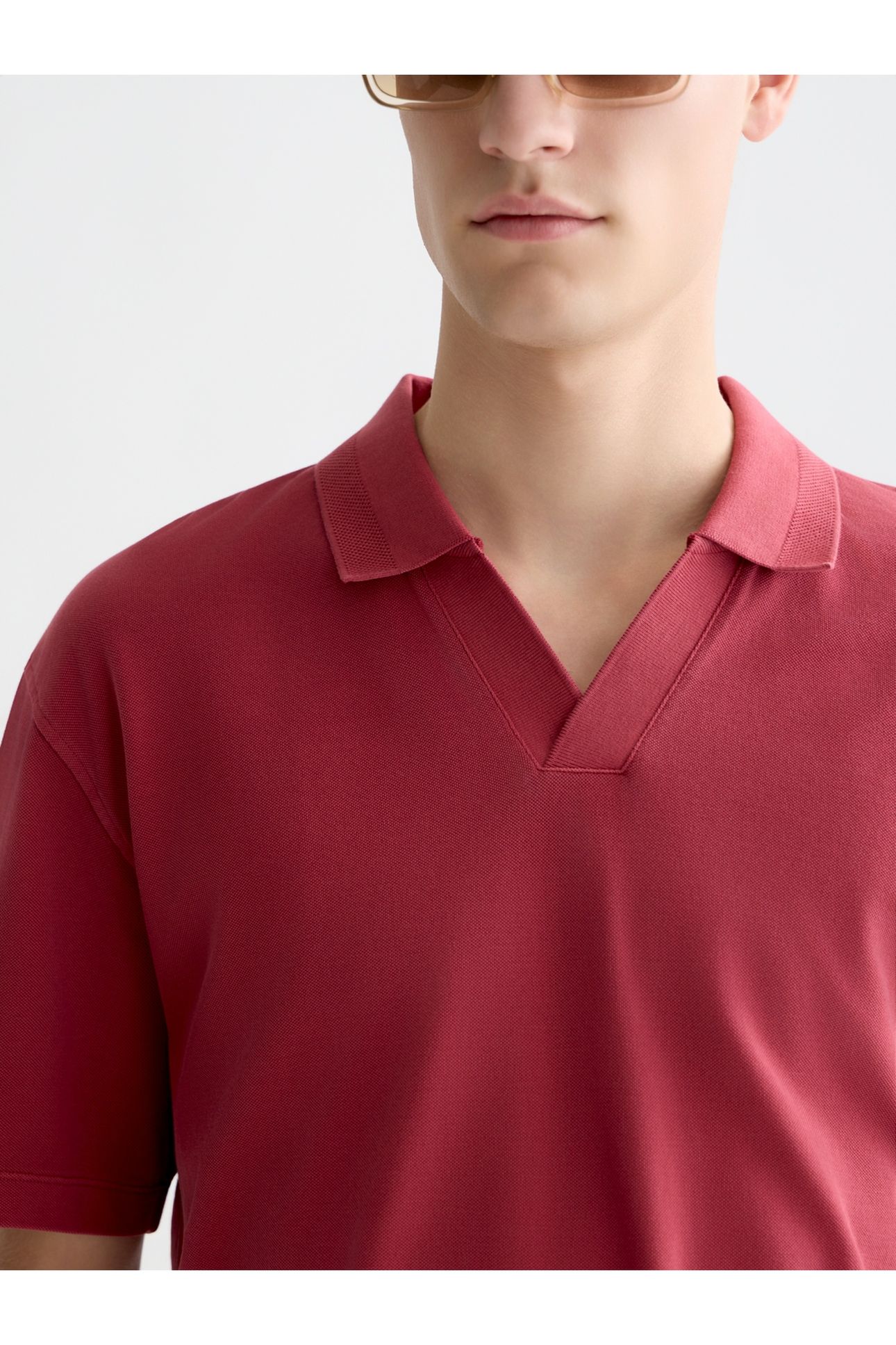 3 CROSSES PIQUE RELAXEDFIT GARMENTDYED POLO RED 6