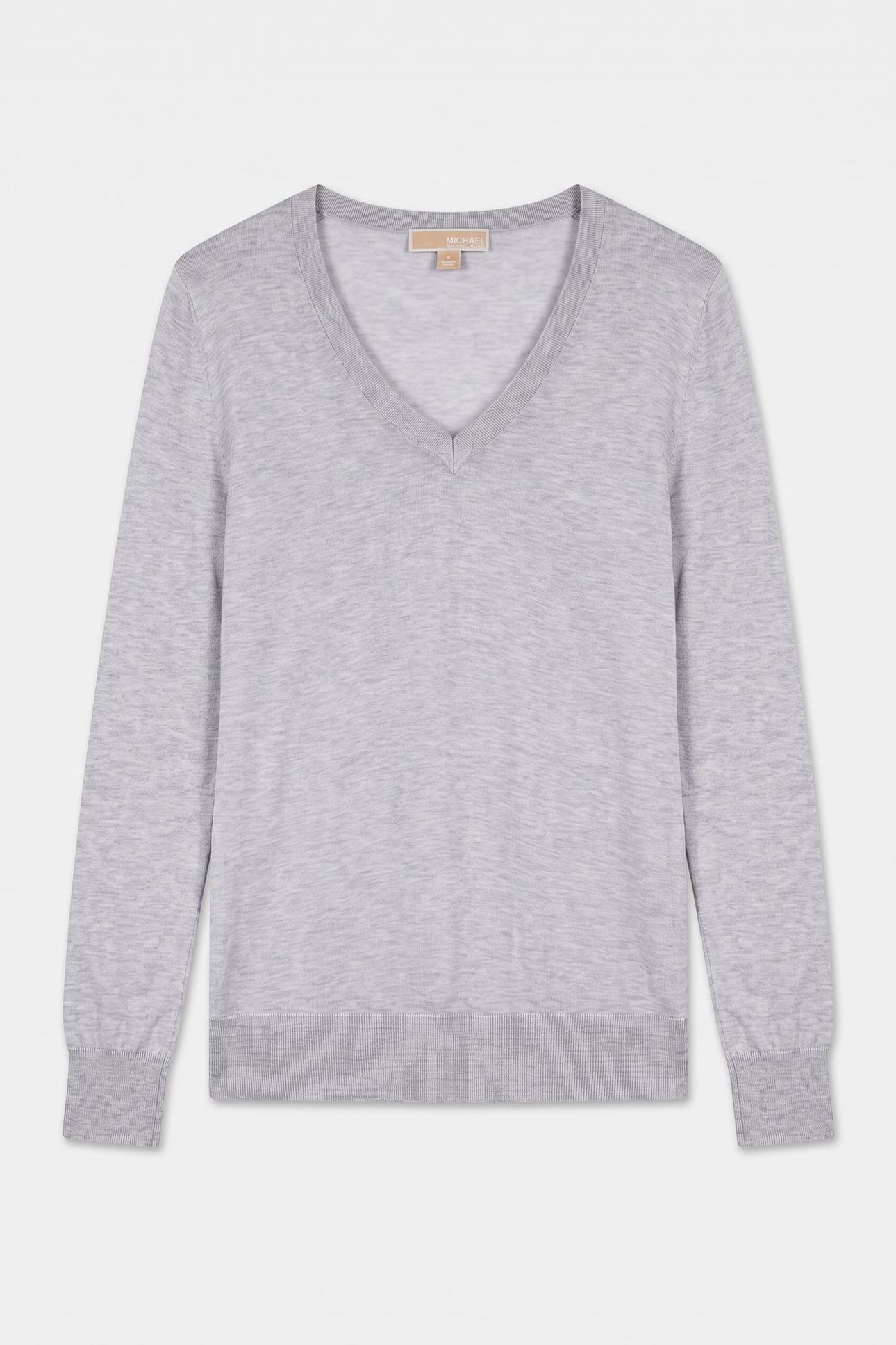 COTTON SILK V-NECK SWEATER PEARL HEATHER 3