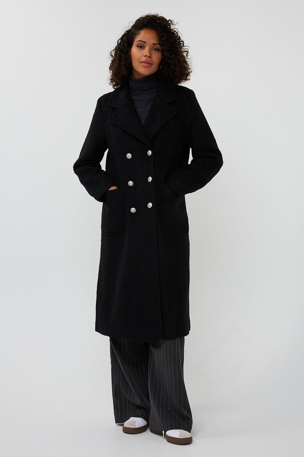 COAT DOUBLE BREASTED BOUCLE BLACK 1