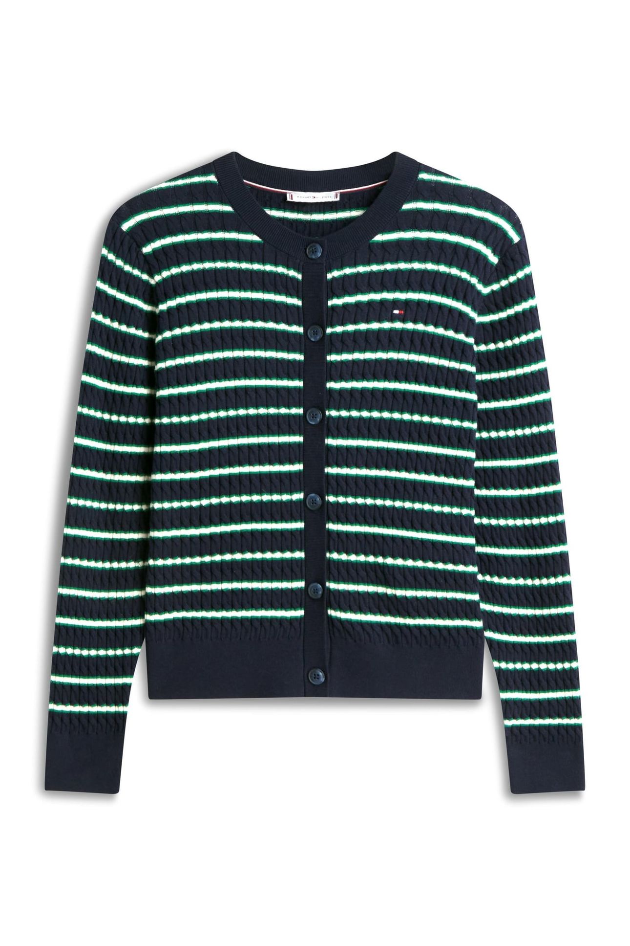 CO CABLE FINE GG C-NECK NAVY/NOUV GREEN/CALICO MULTI 1