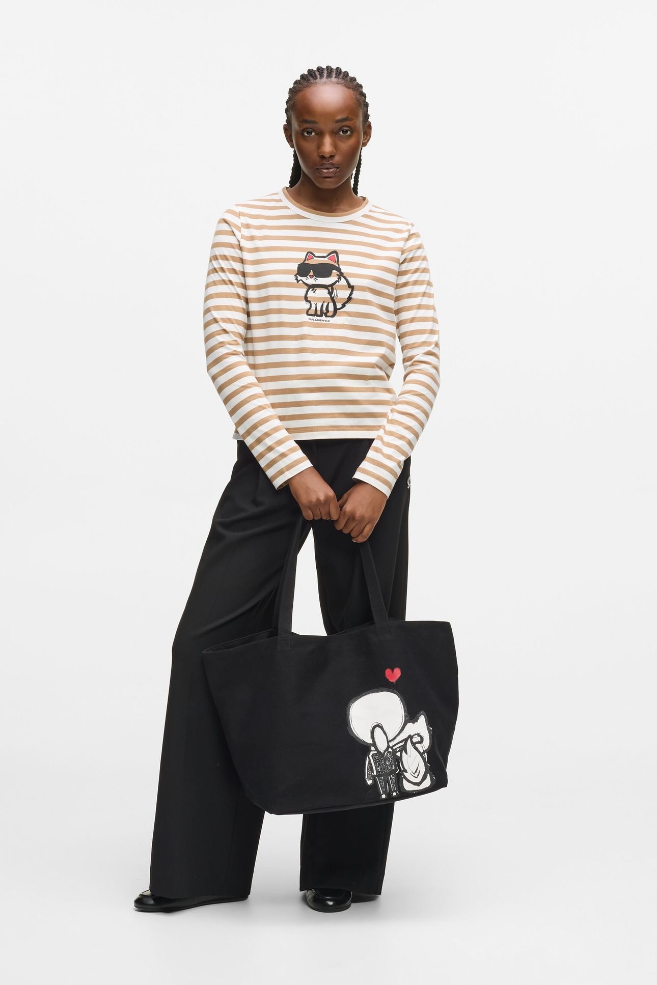 IKON PRINT STRIPE LONGSLEEVE TOP CANNOLI CREAM-NOUGAT 1
