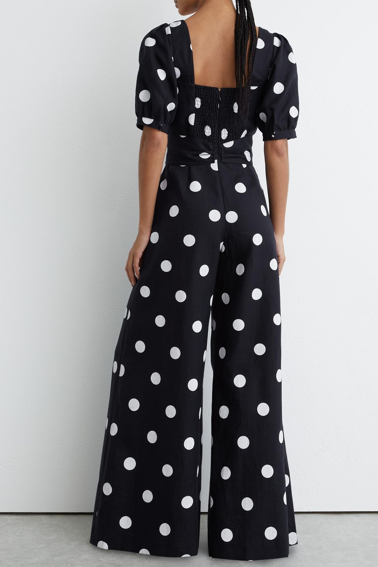 STRUCTURED POLKADOT JUMPSUIT NAVY/IVORY 3