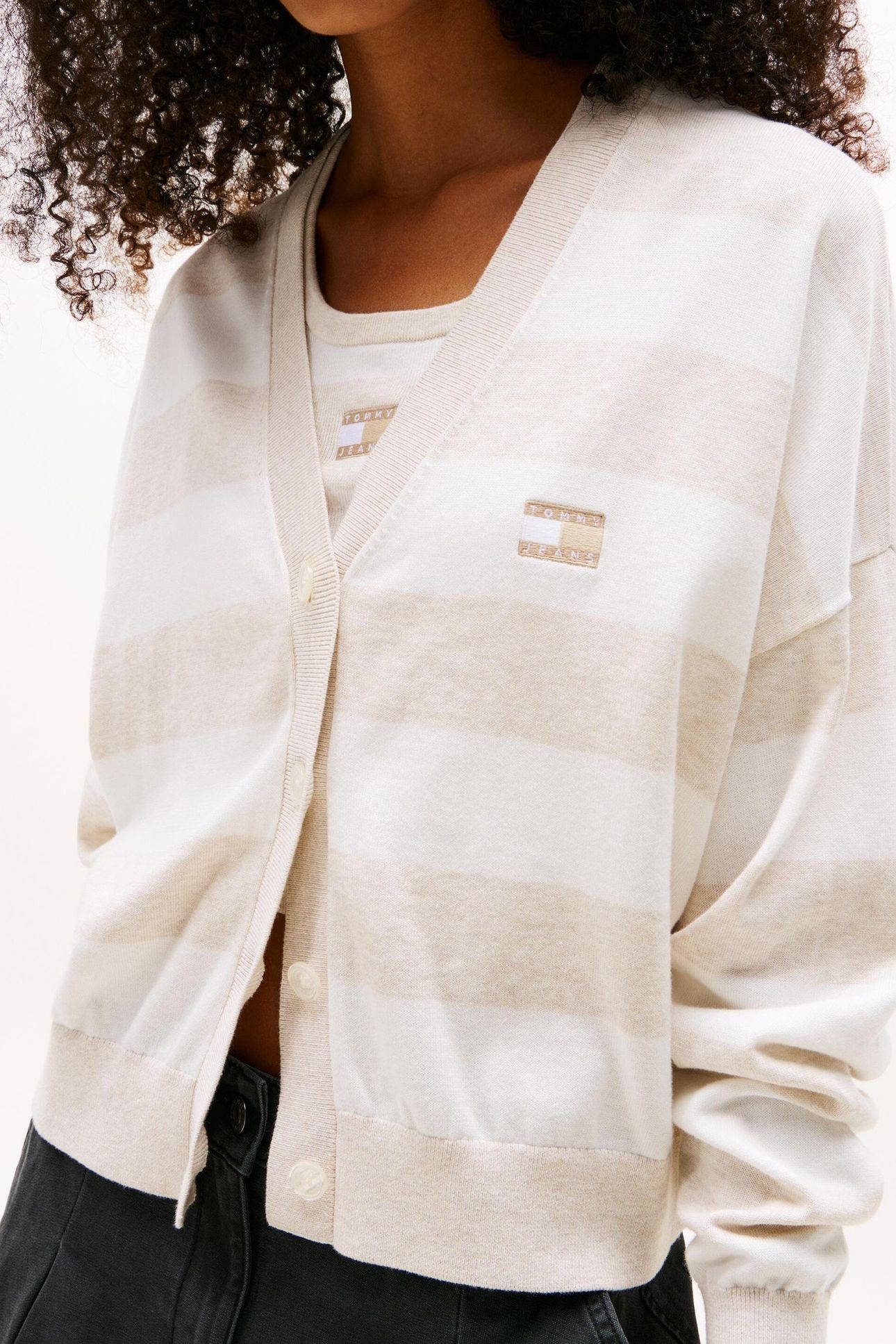 TJW RELAXED STRIPE CARDIGAN OATMEAL HEATHER/STRIPE 5