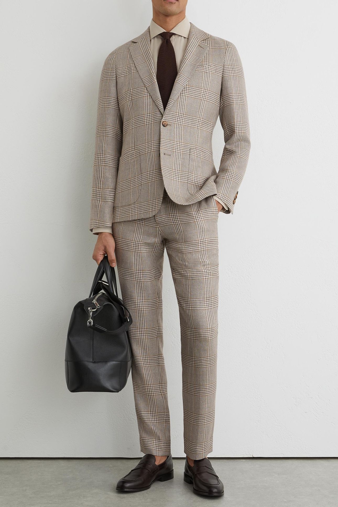 SB 2B NOTCH PRINCE OF WALES CHECK BLAZER OATMEAL BROWN 3