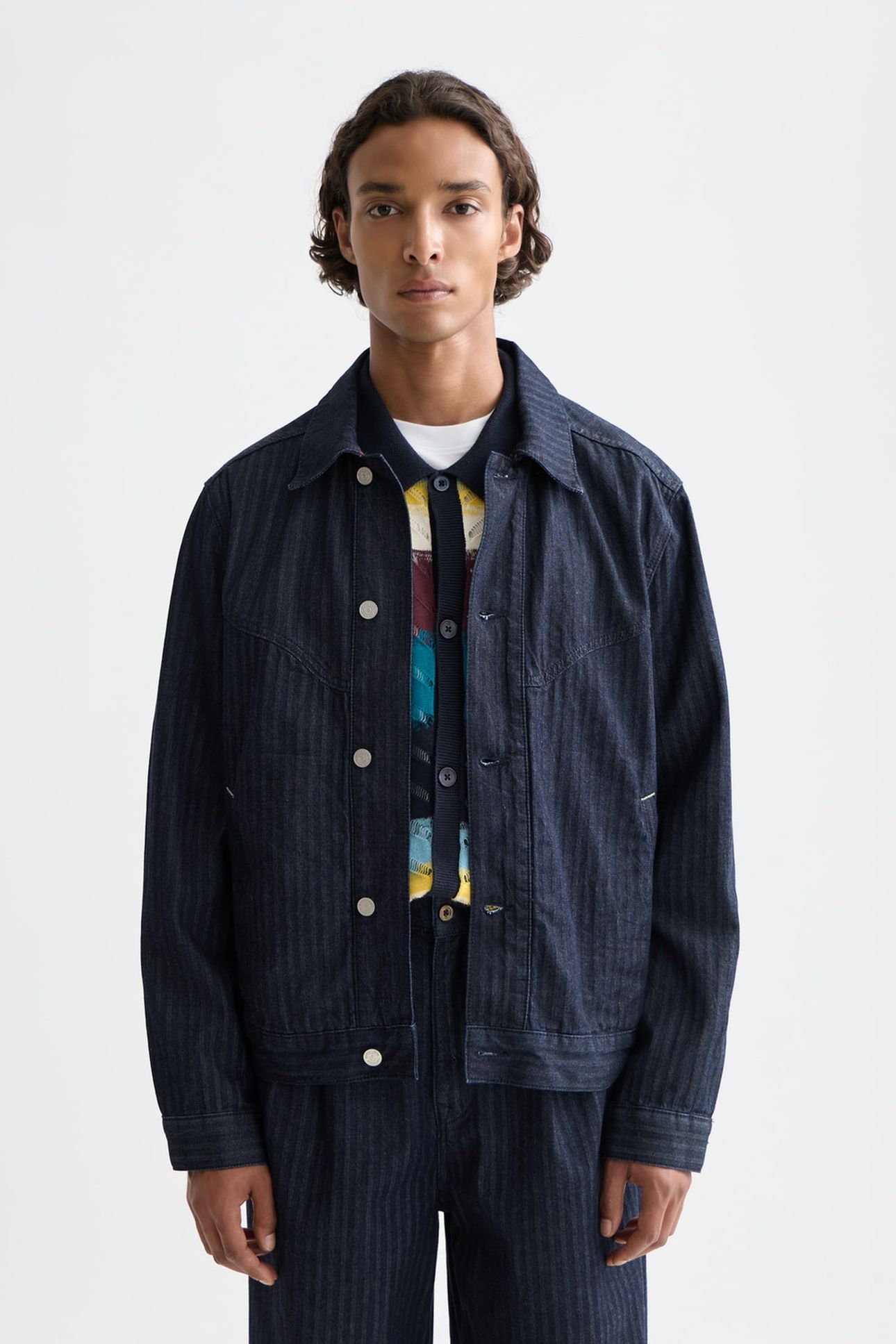 TRUCKER JACKET WITH WESTERN DETAILS NAVY 1
