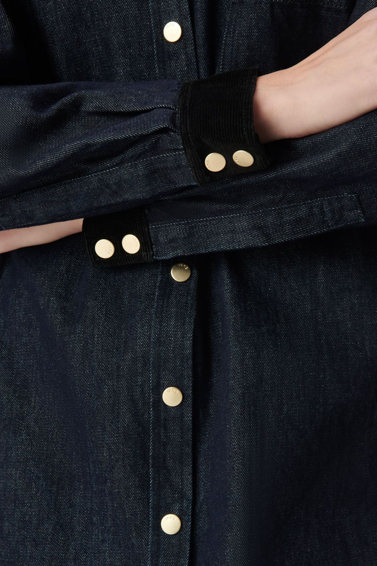 BLUE DENIM SHIRT DRESS, VELVET COLLAR AND CUFFS 6