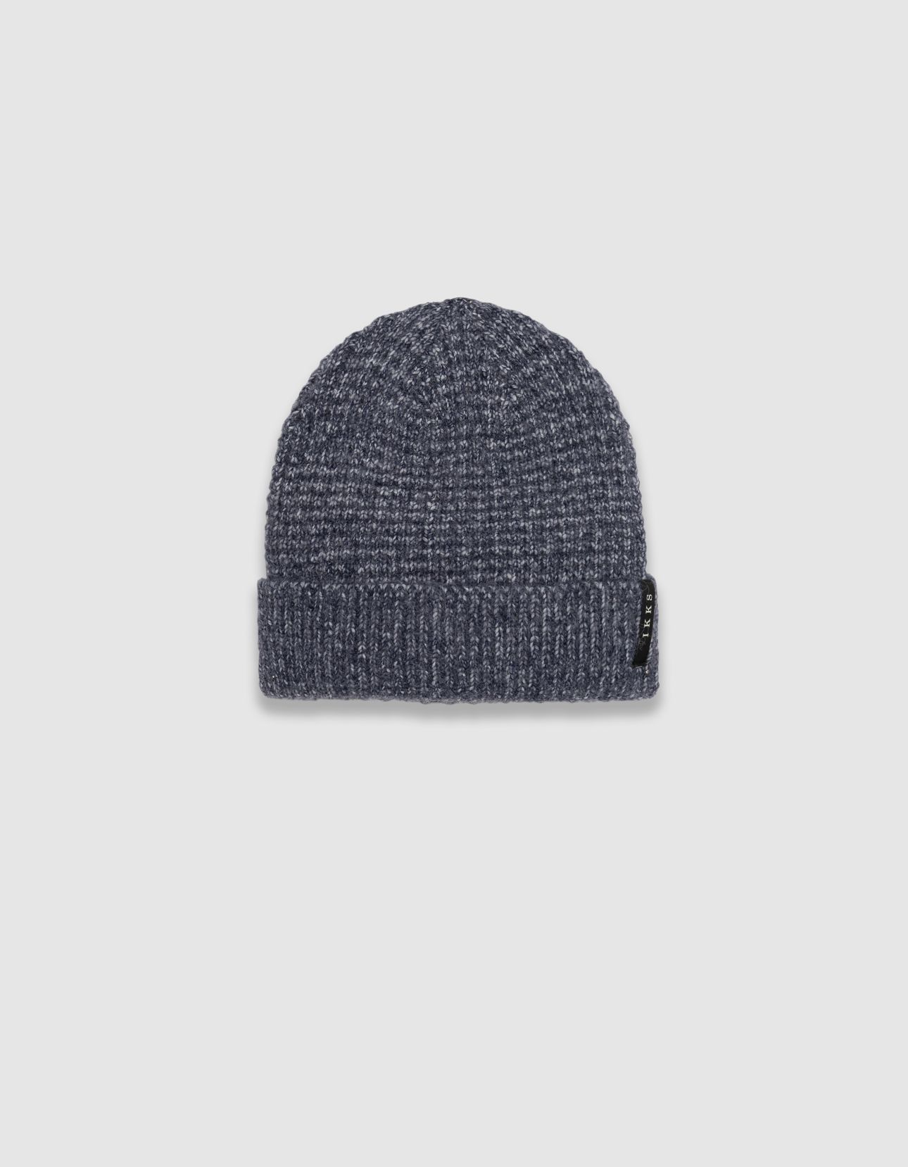 BLUE RIBBED KNIT BEANIE WITH TURN-UP 2