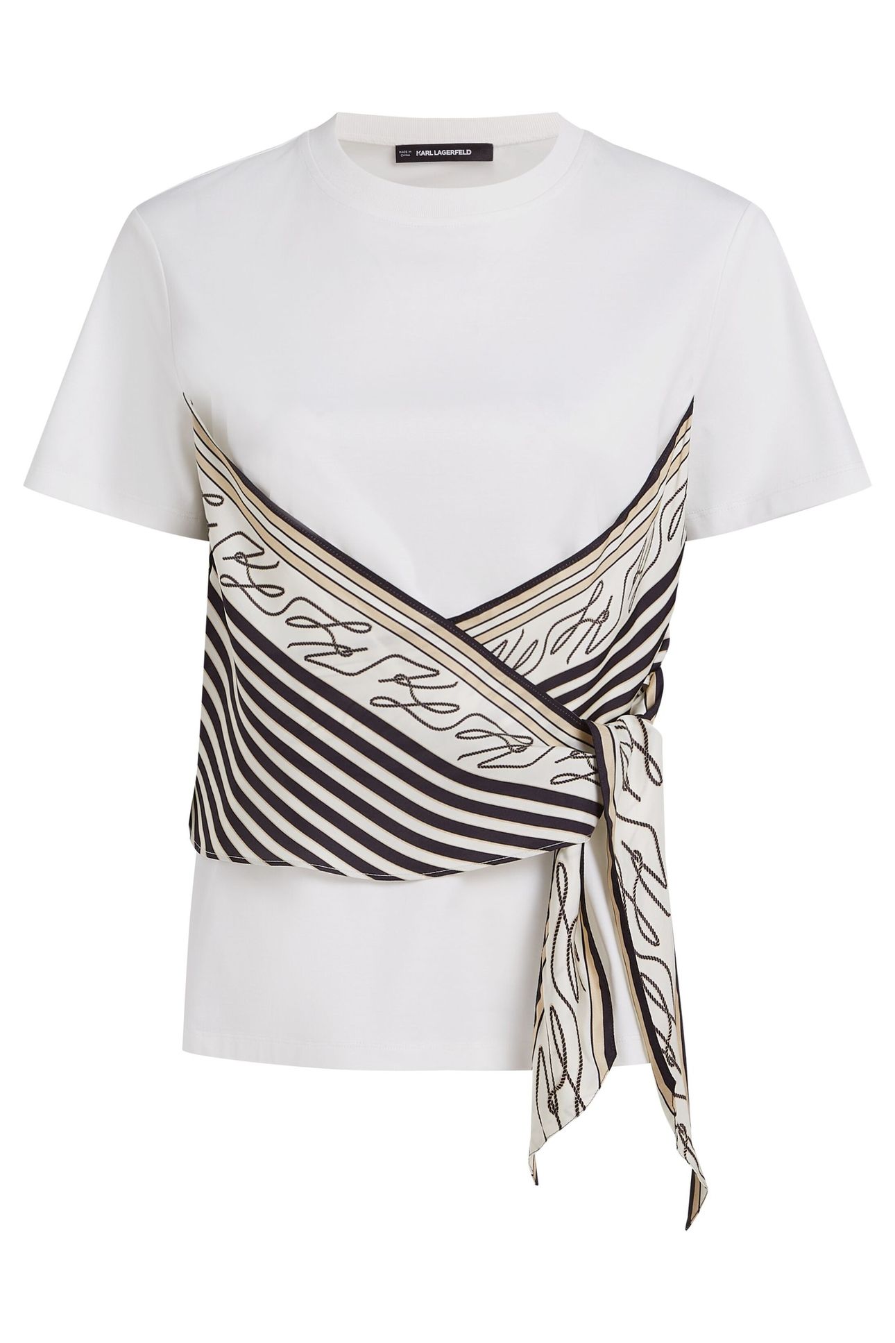 SCARF PRINT DETAIL T-SHIRT CANNOLI CREAM 4