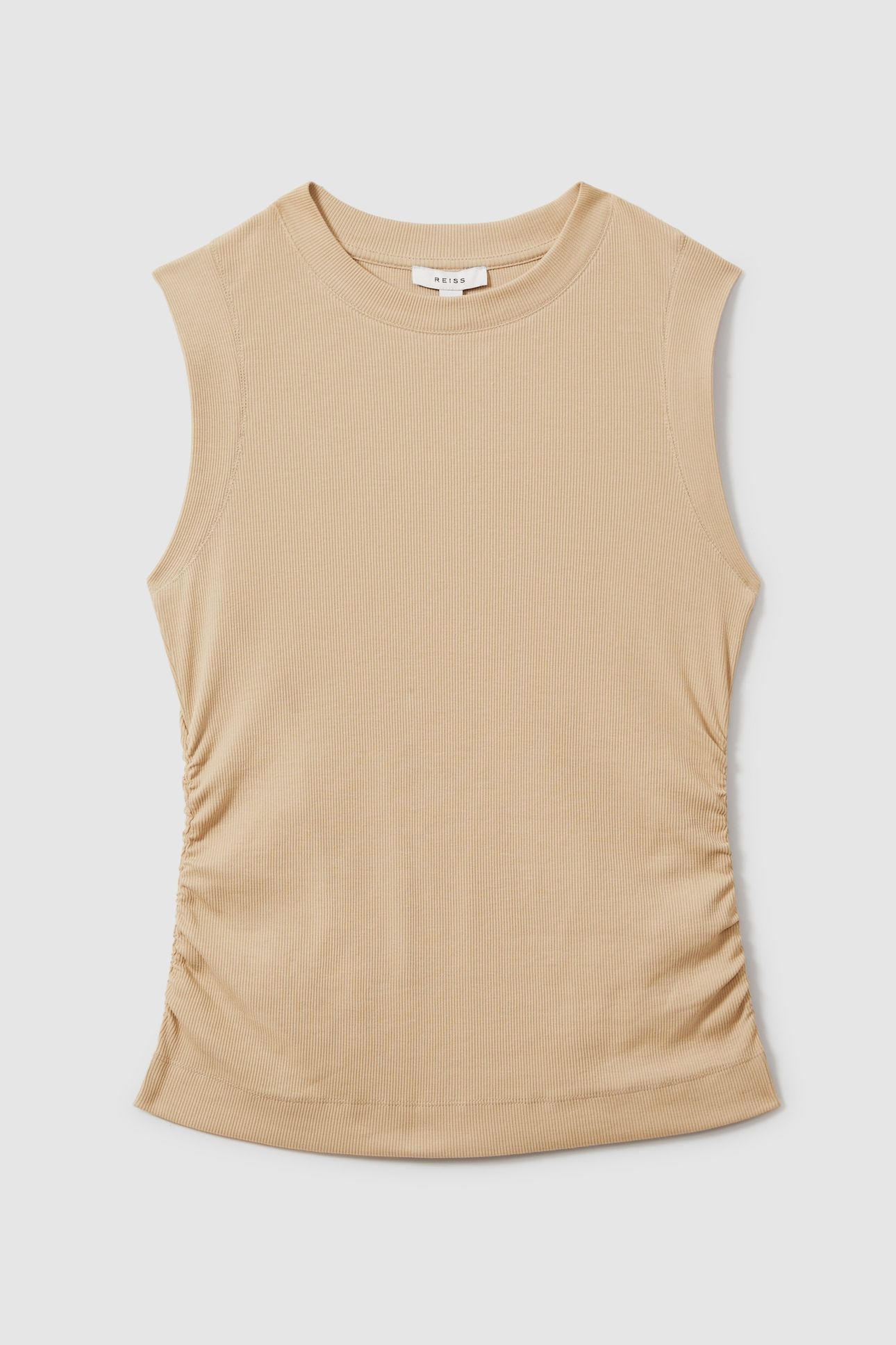 RUCHED RIBBED VEST CAMEL 4